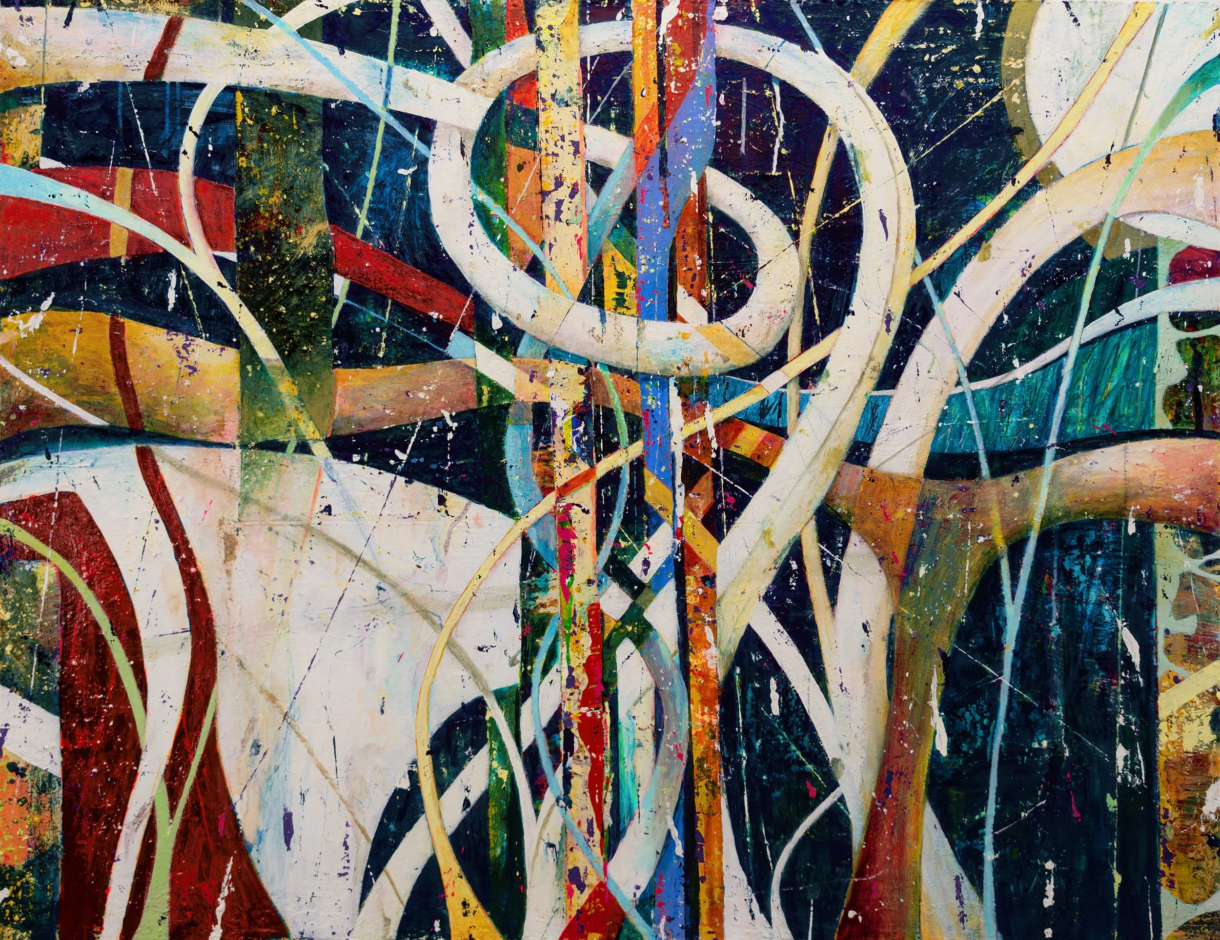 DEEP IN THE GARDEN OF ELSEWHERE, acrylic on canvas, 400x52.25 in., MMXXVI