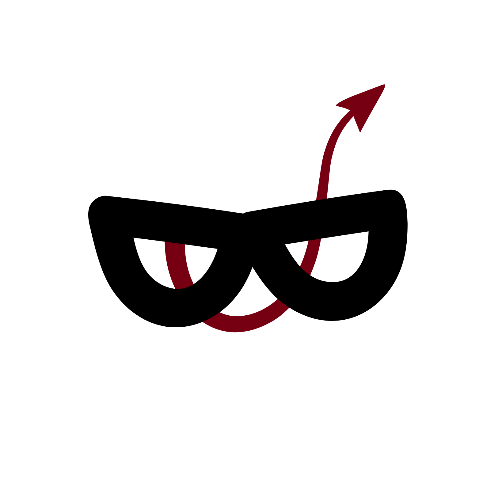 Black bicycle chain with red arrows indicating the chain's movement and rotation.