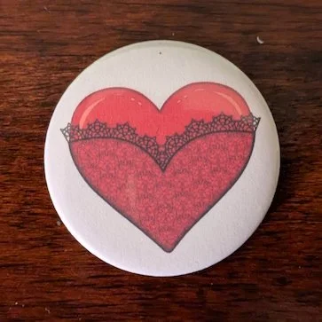 Lace Heart 2.25 inch Button
