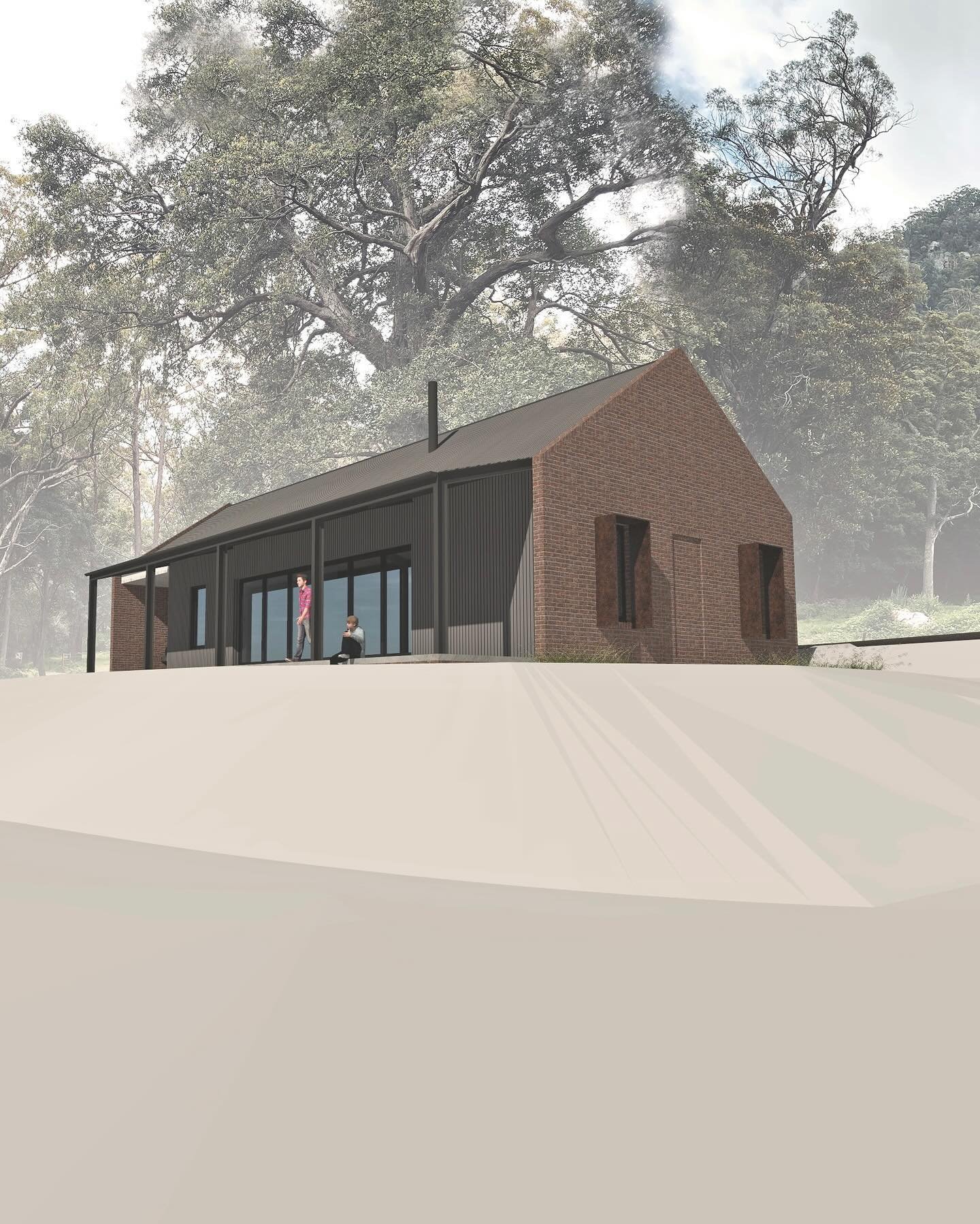QUARTER COTTAGE:
An unbuilt Farmstay Accomodation proposal inspired by the coal mining history of the location. The brick parapet bookends reflect the silhouette of an early workers cottage, typically featuring a central entry door with two windows e