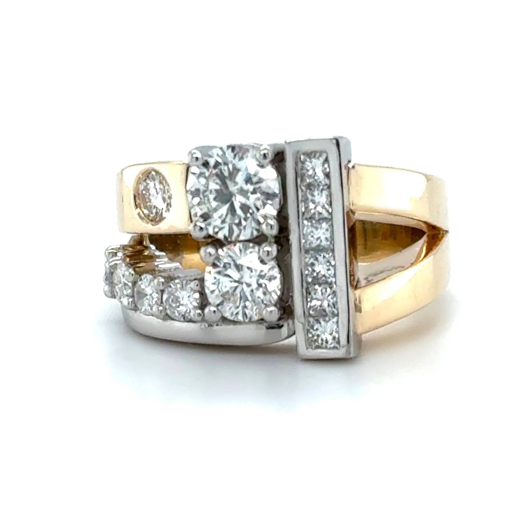 This customer brought in a really unique mix of diamonds from a few different rings, and wanted to bring them all together into one piece. With projects like this, it&rsquo;s all about letting the stones guide the design&mdash;and that often leads to