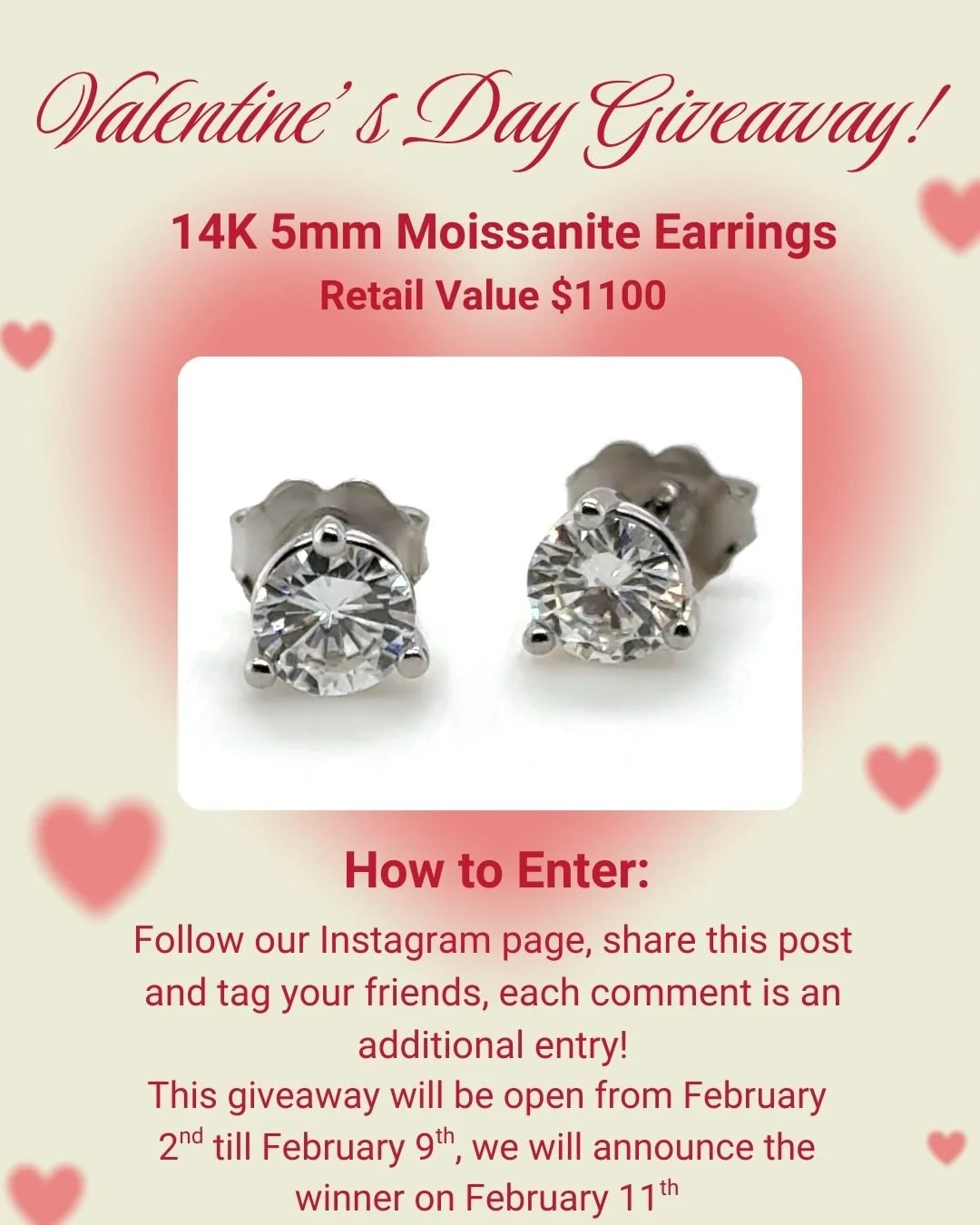 Usually we are closed for our spring break during February, this year however we have decided to stay open for the week leading up to Valentine&rsquo;s Day. We thought it would be a fun idea to do a giveaway which starts today, Monday February 2nd an