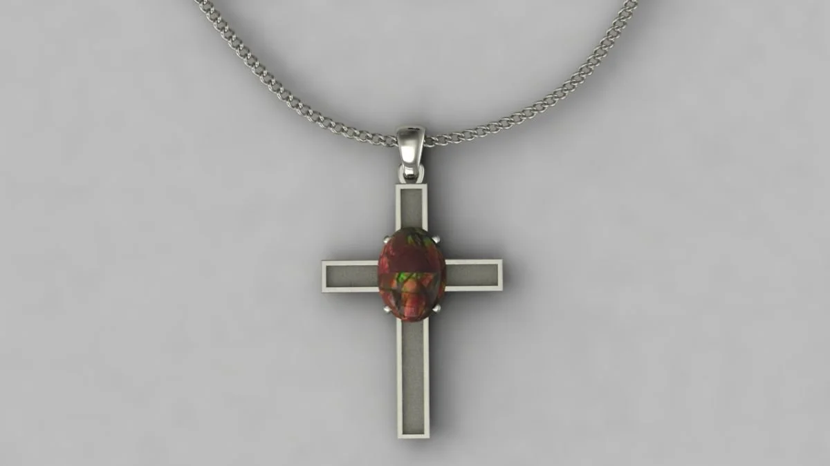 Bernice Hunt - Ladies silver ammolite cross pendant V1 1.jpg