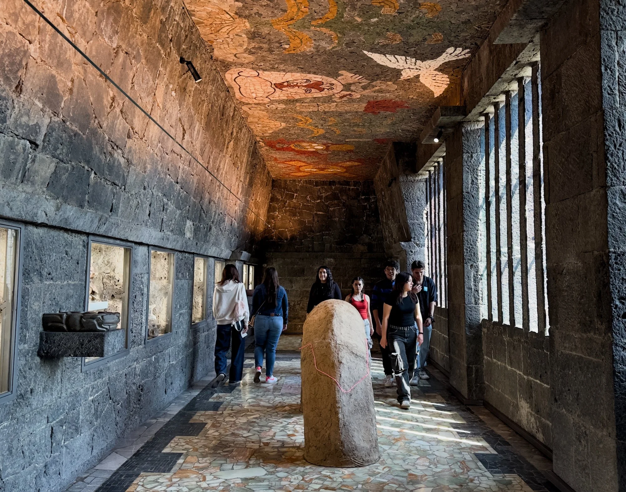 Anahuacalli Museum: a room on the 3rd floor. In the basement is the head of a giant serpent, and it’s body is weaved throughout the whole museum. That is what is rising in the middle of the floor.