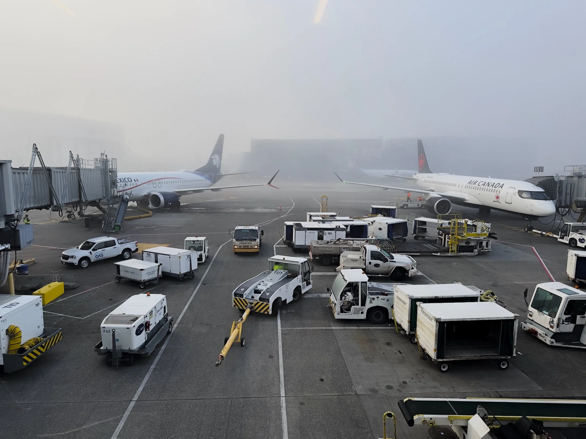 It was a super foggy morning at SeaTac as we waited to take off.