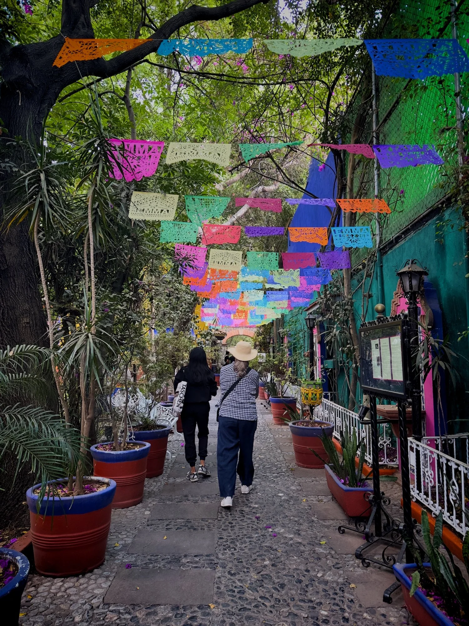 Coyoacán:  This is Beth and our guide Delta in a courtyard.