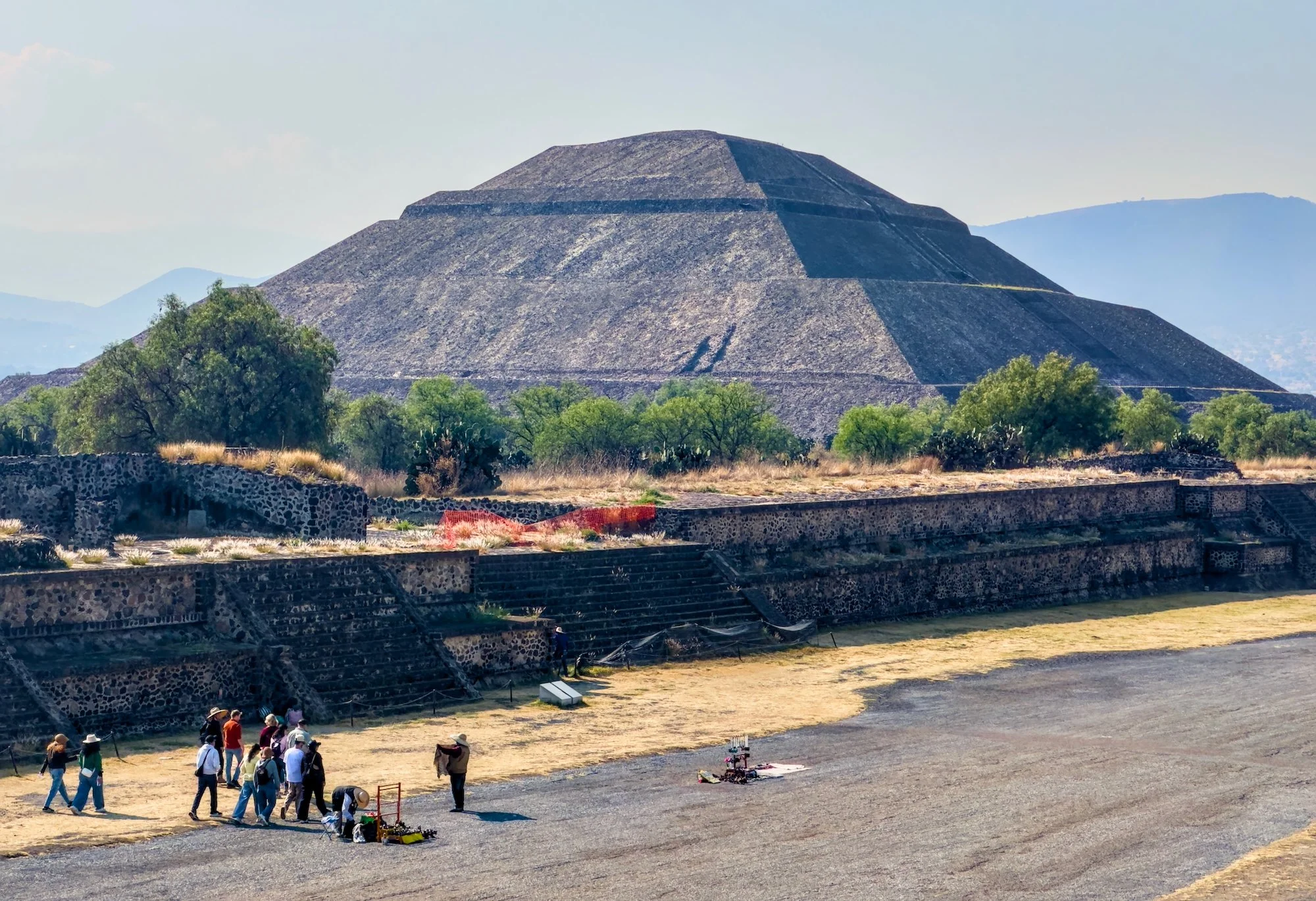 Teotihuacán: This the nearby Pyramid of the Sun. It is much larger than the Pyramid of the Moon. 