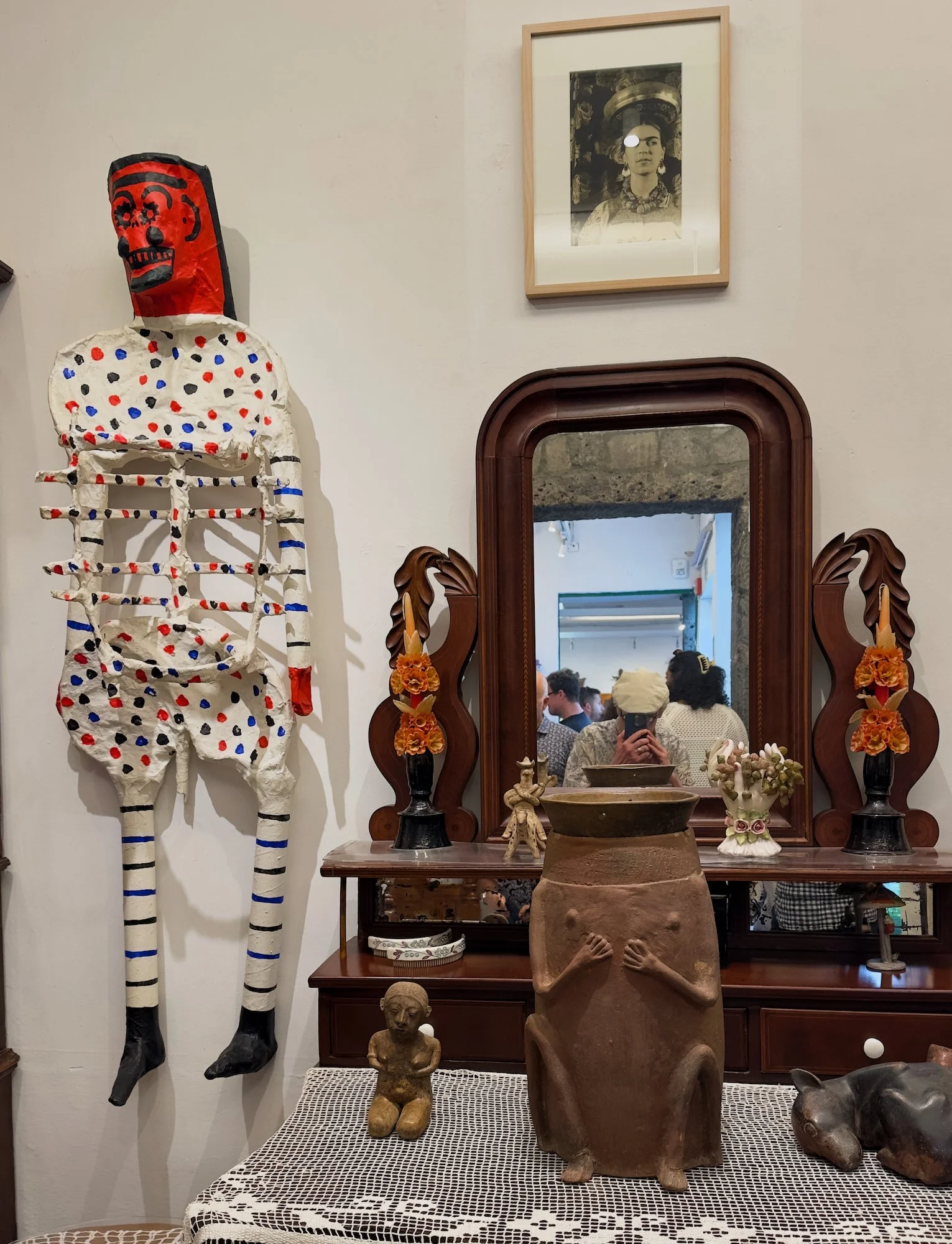 Casa Azul.  Frida Kahlo's ashes are in the urn.