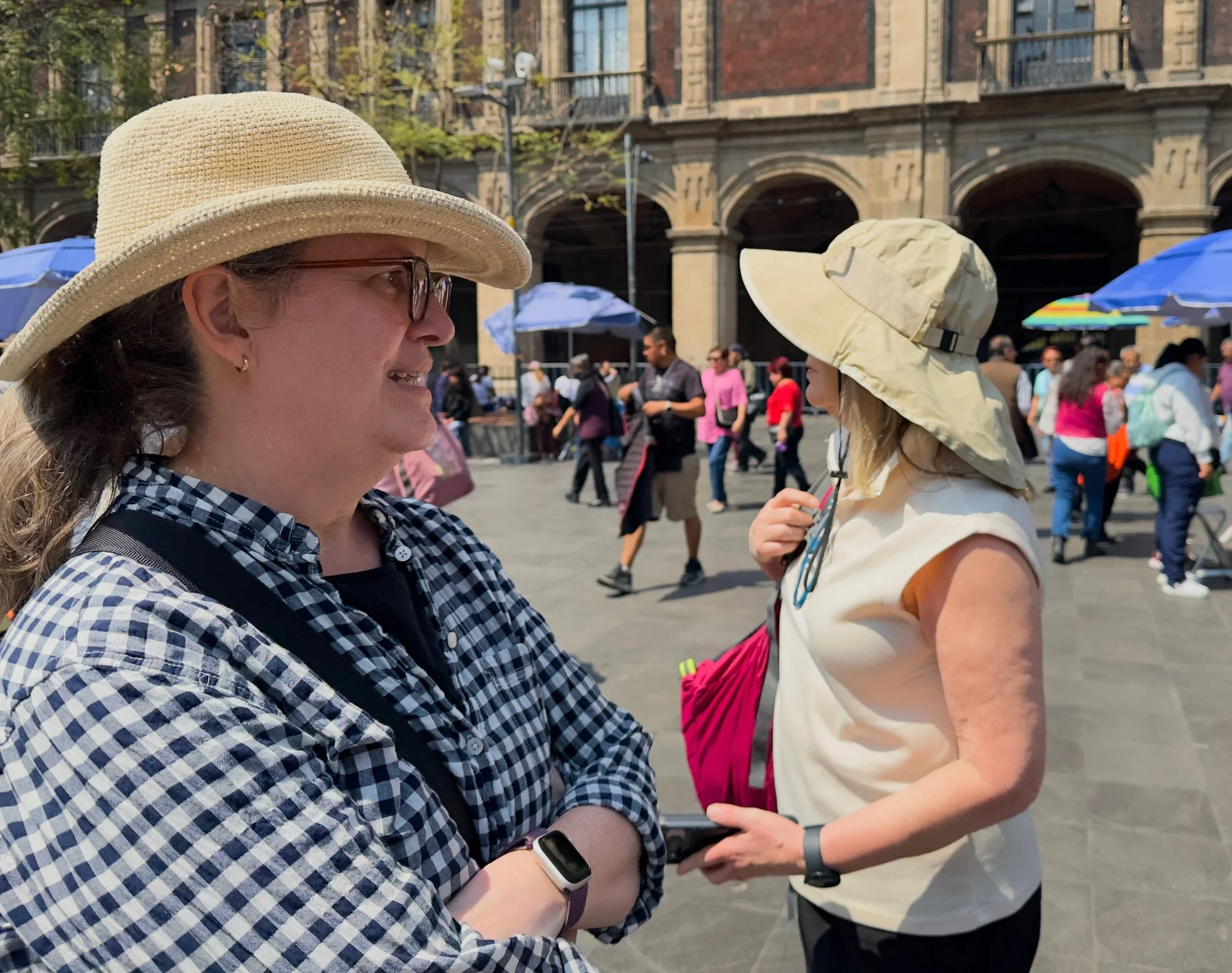 Mexico City, Zócalo:  Beth and Christy take it all in.