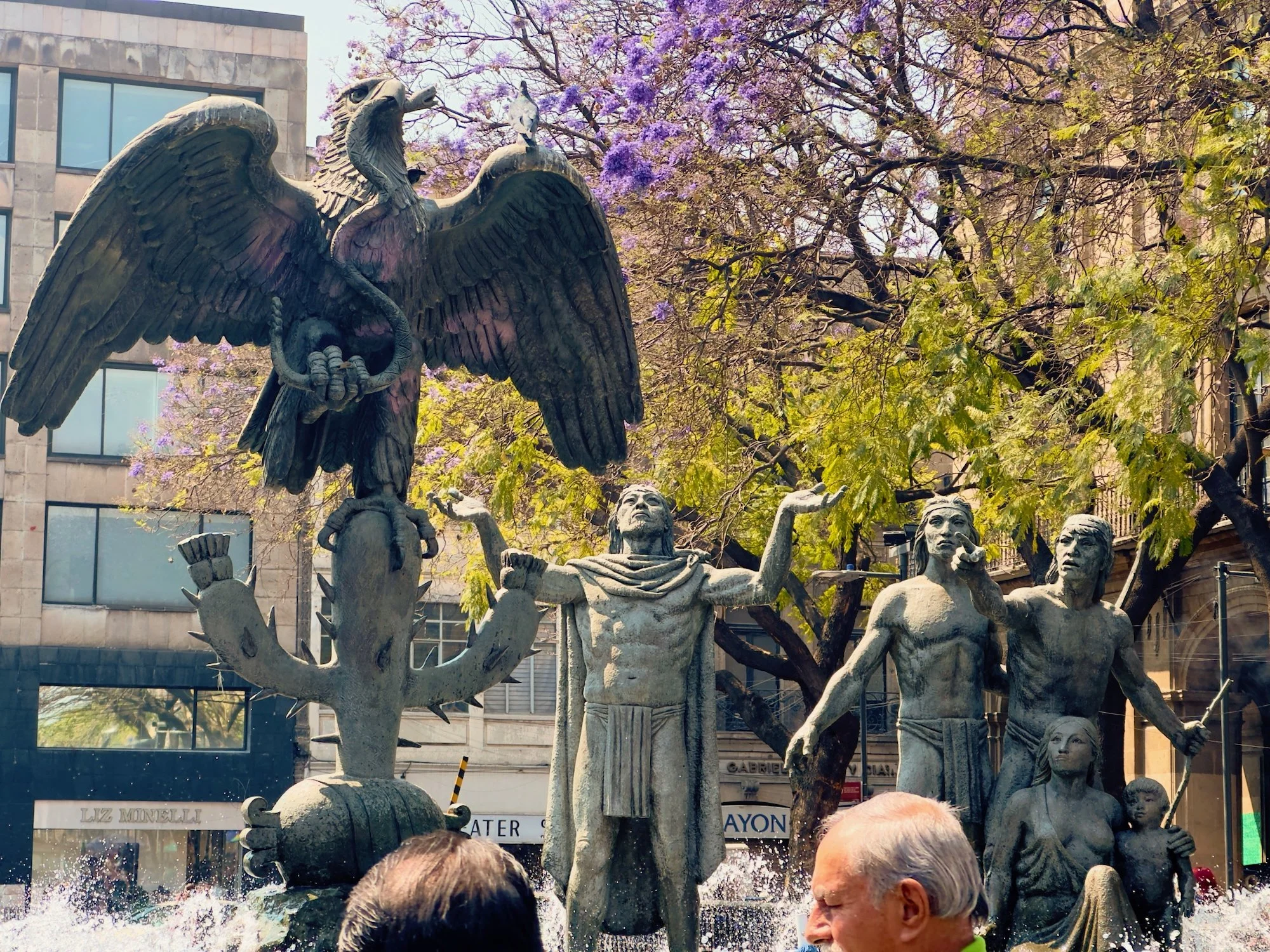 Mexico City, Zócalo plaza. Mexico City is located where it is because of a prophecy of the Mexica people. The legend was that when the wandering tribe of Mexica saw an eagle sitting on a cactus eating a snake, the Mexica should be built a permanent h