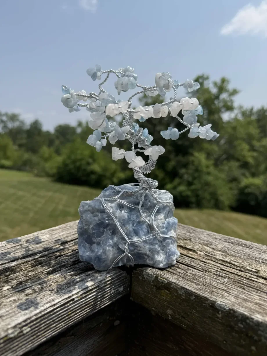 Spirit Trees - Blue Calcite - 2Color - (Larimar, White Quartz)