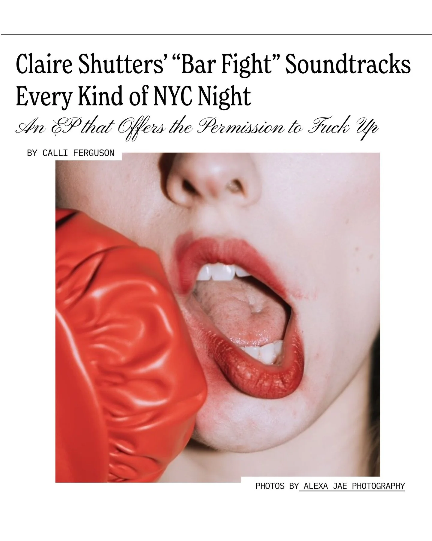 we sat down with @claire.shutters to talk about her upcoming EP, Bar Fight, born from the kind of NYC stories you only get by being out in the arena 🥊 
💿 read about the music, the creative courage, and the &ldquo;valor in fucking up&rdquo; in the f