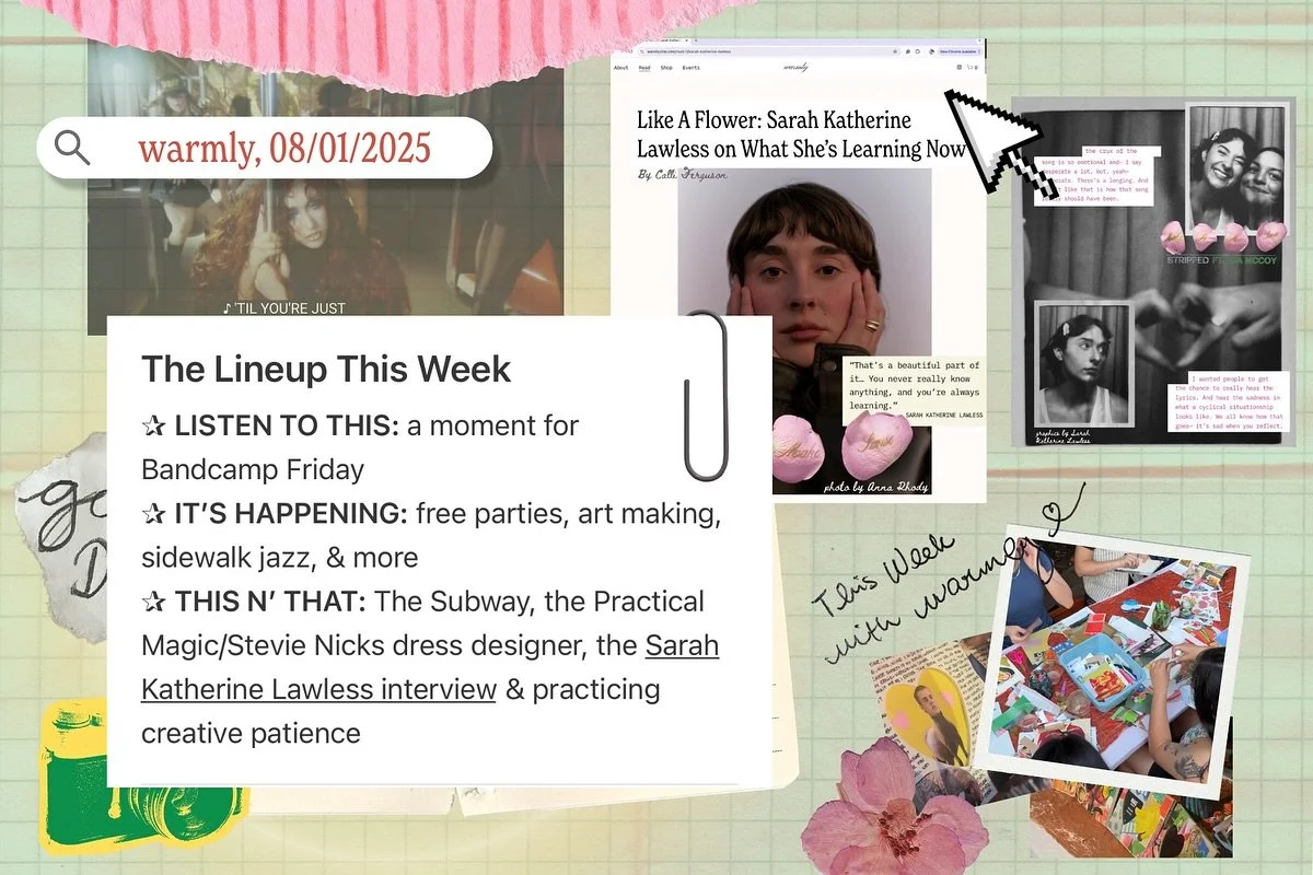 🌀👀here&rsquo;s a sneak peek into the newsletter this week 

💿on the lineup💿
✰ LISTEN TO THIS: a moment for Bandcamp Friday
✰ IT&rsquo;S HAPPENING: free parties, art making, sidewalk jazz, &amp; more
✰ THIS N&rsquo; THAT: The Subway, the Practical