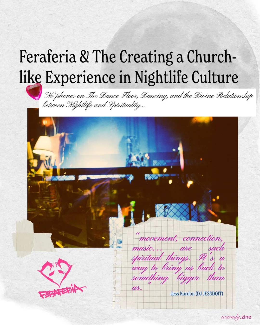 Communing in the night around dance and music is deeply and universally human. What about a good show that feels so transcendent? And has a lack of dancing and ever present screens has changed the experience of nightlife? ❤️&zwj;🔥Jess Kardon @djjess