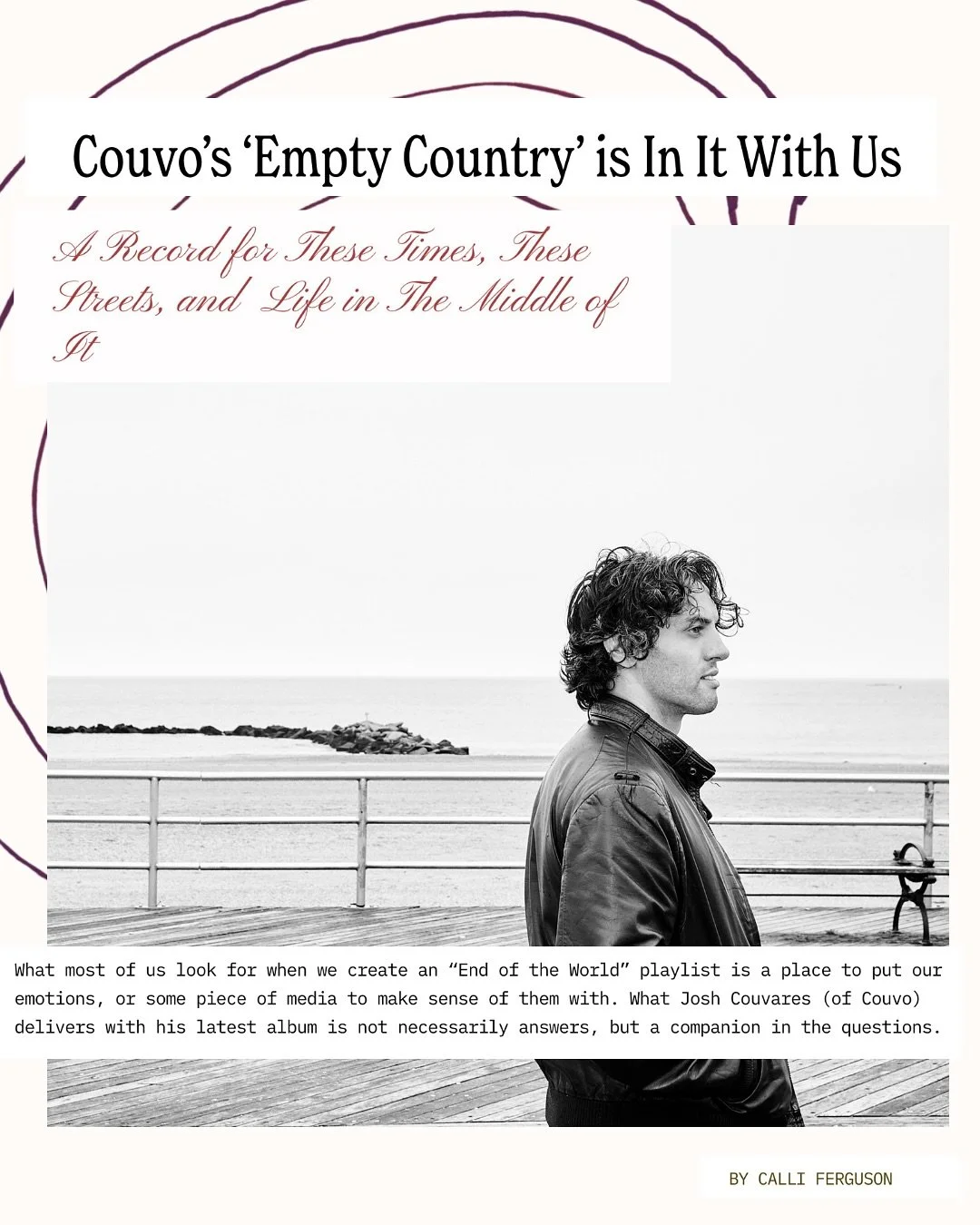 in case you missed it 🎙️ : the latest warm review to hit the .com digs into @couvomusic &lsquo;s &ldquo;Empty Country&rdquo;. An album as poetic as it is anthemic, this one feels like a companion in the chaos. 
read the review at our 🔗
💿and listen