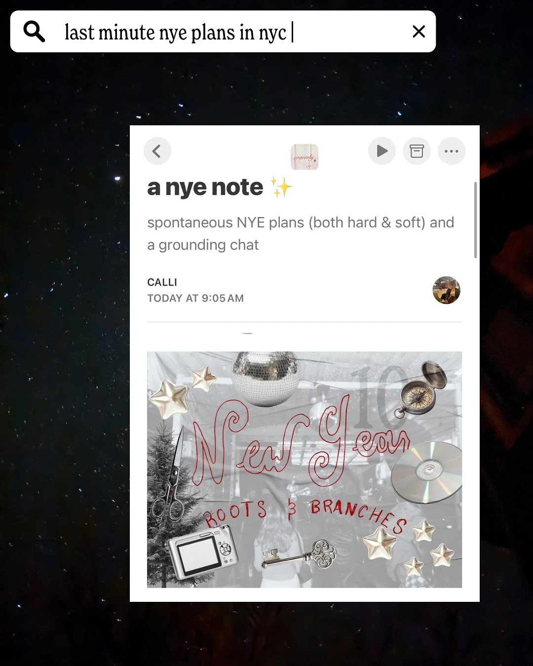 a bonus warmly newsletter for nye just hit your inbox with plans for a range of budgets and vibes (find more of these in there)🤍⚡️🕯️ 

thank you for everything. 2025 was full of beautiful surprises. more of that to come 
warmly, 

#nyeinnyc #newyea