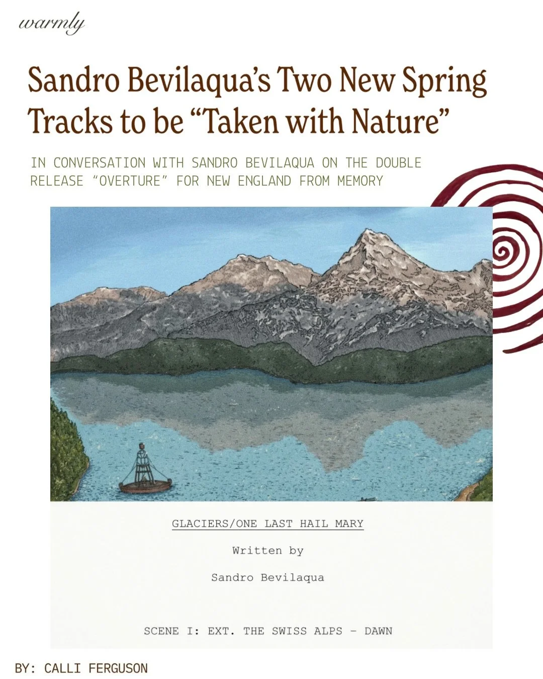 &ldquo;meant to be taken with nature&rdquo;, Sandro Bevilaqua @sandrobevilaquaofficial released the first two tracks, Glaciers and One Last Hail Mary, off his upcoming sophomore album on Friday. 
We spoke with him about the new project, memory and pl