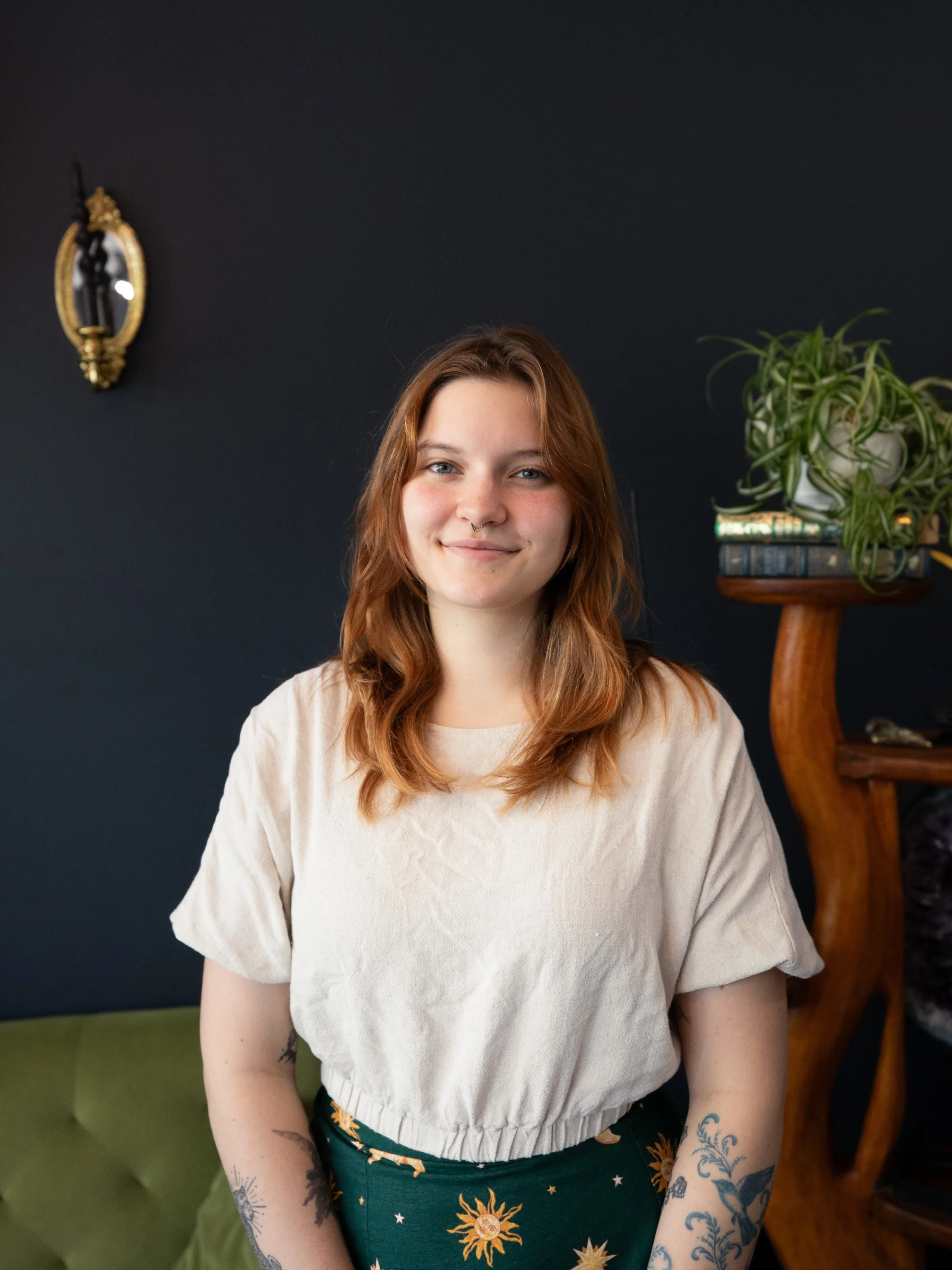 We&rsquo;re so happy to introduce you to the newest member of our team, Adeline! ✨
Adeline grew up spending summers in Western NC, and decided to make the move here in 2026 along with her husband and cats! Adeline has always had a passion for the art