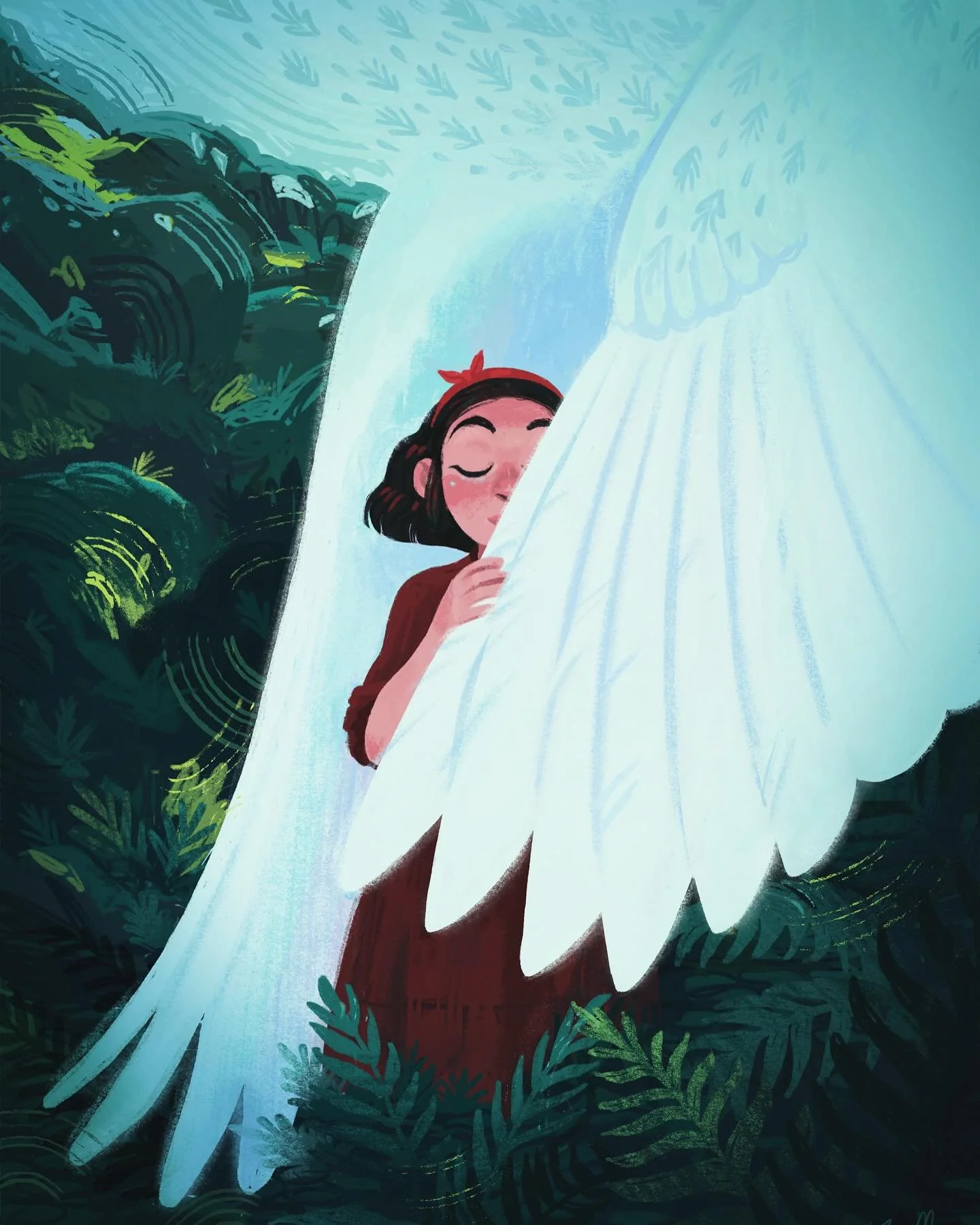 This was a commissioned illustration based off the song In Your Midst by Allie Paige. I love the lush cover art for her album Miles &amp; Years with it&rsquo;s beautiful colors and floral illustrations. It was a fun challenge to paint these ferns and