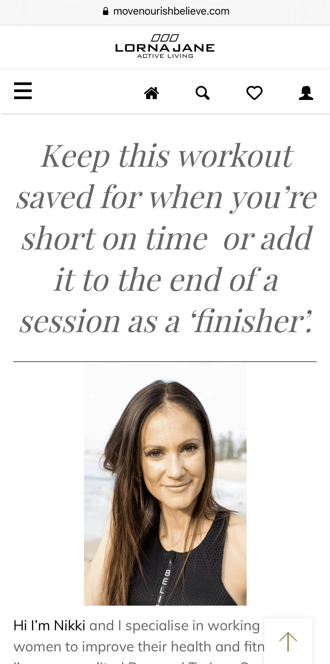 Lorna Jane, Busy Girl Workout article