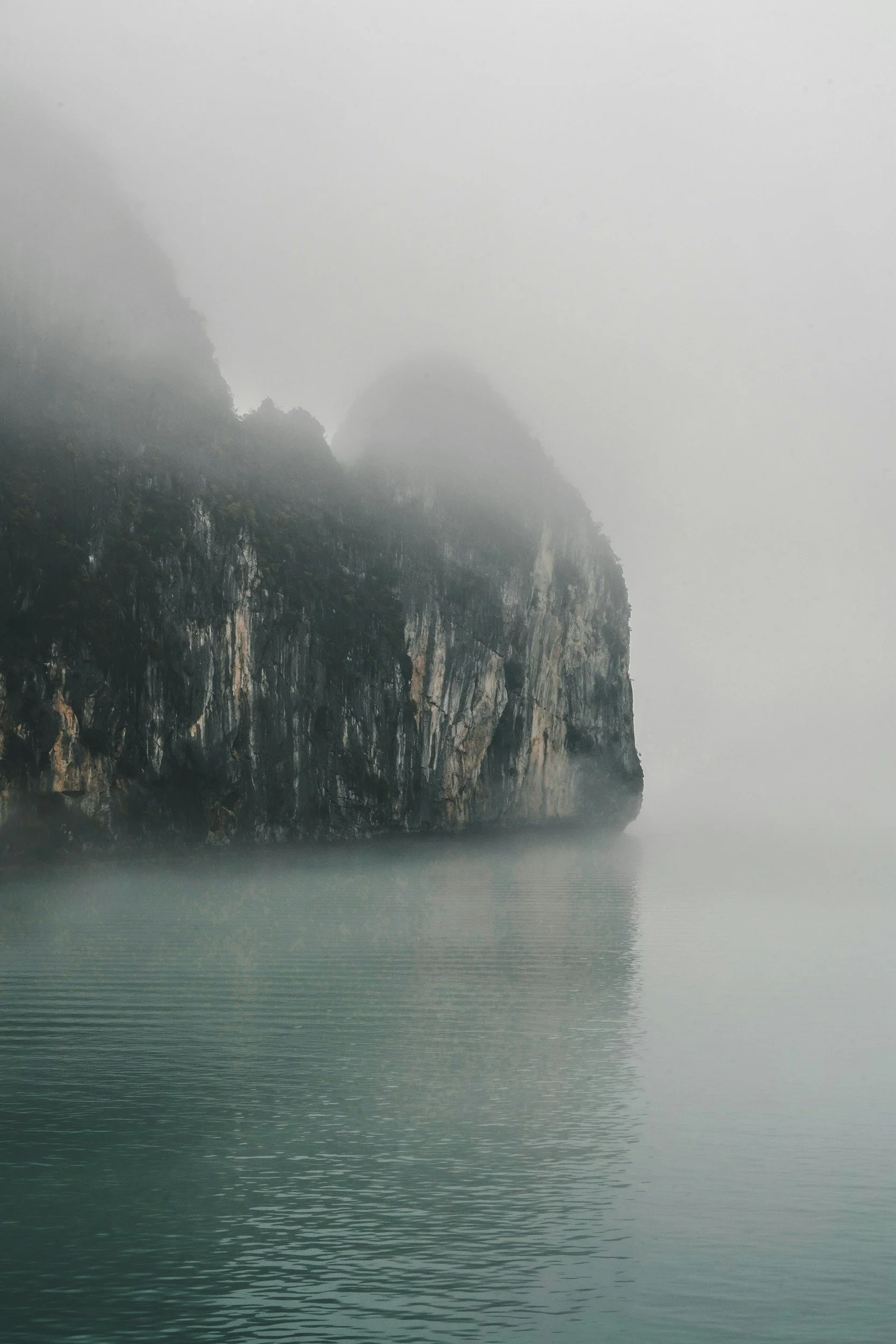 Coast line of rock and water.