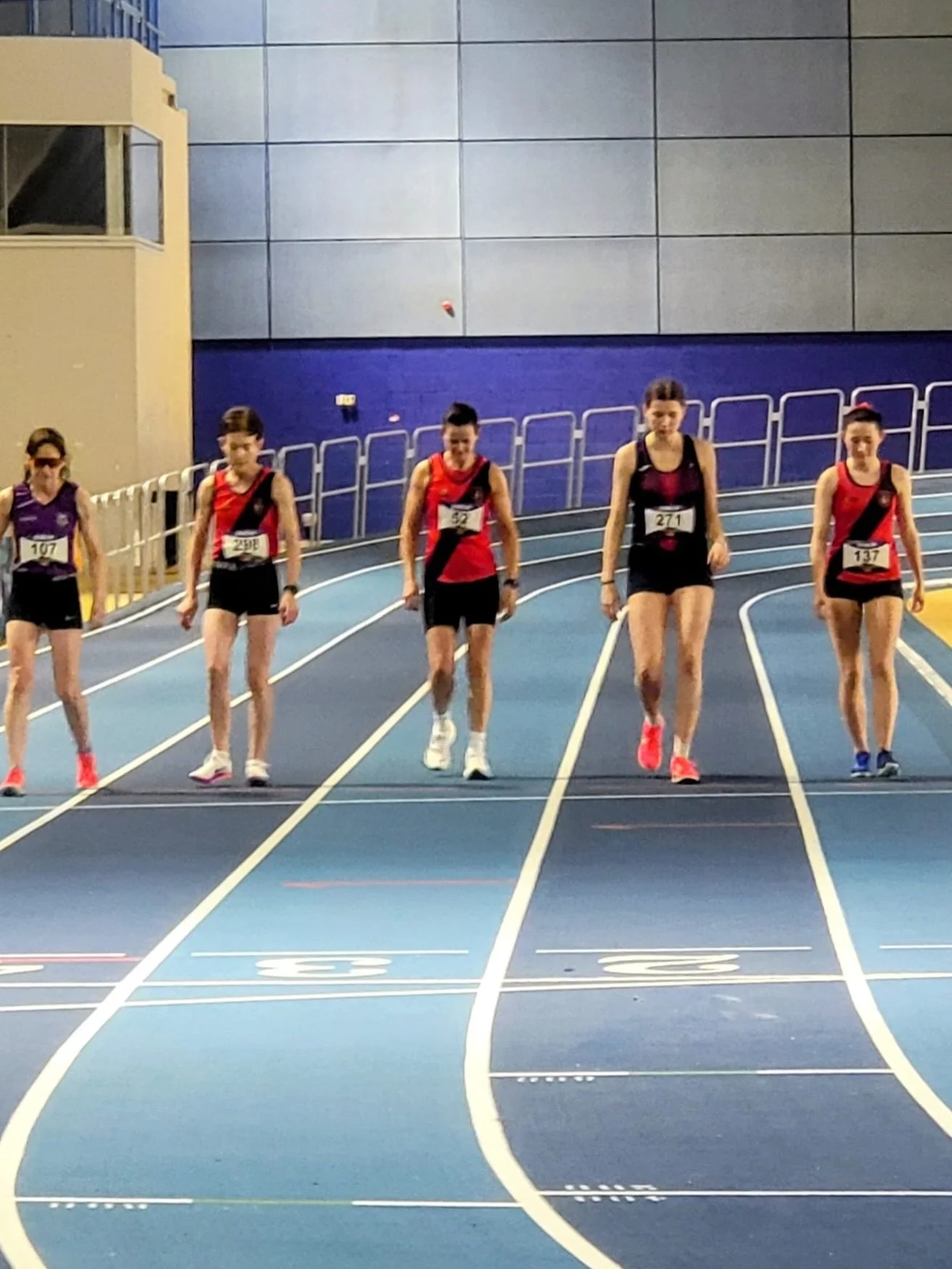 Some of harriers in action at the indoors last night.