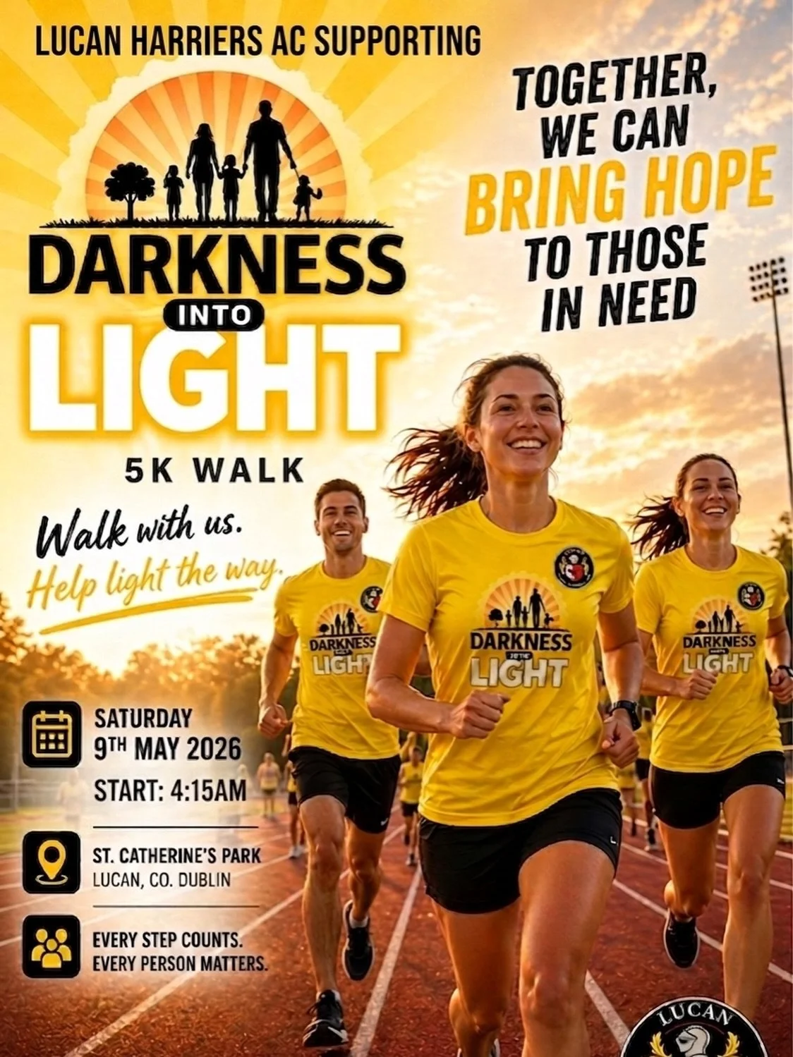 Lucan Harriers AC are supporting this years Darkness into Light.  #DIL #pietahouse
