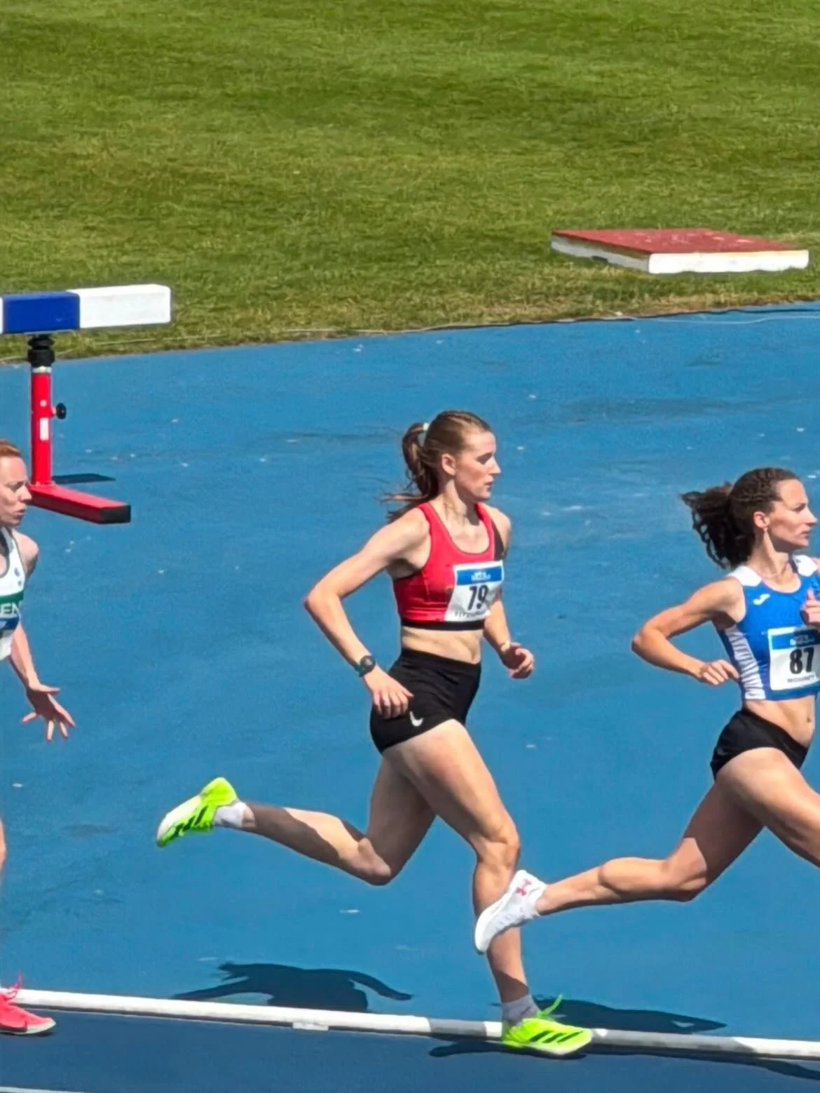 4 of our harriers competed today at the Nationals in Morton stadium today. 
Kate ran the 200m and narrowly missed out on qualifying. 
Izzy ran well in the 1500m and Jacob and Saoirse both ran well in the 800m. 
Saoirse qualified 3rd overall and is re