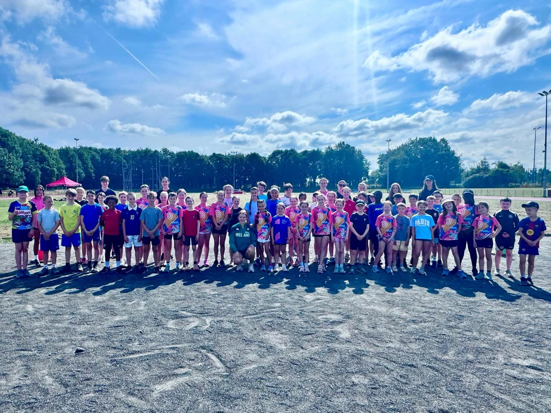 A big thank you to Saoirse who dropped in to our  @athleticsirelandofficial camp today at Lucan harriers. 
Saoirse is representing Ireland at the U20 world games and did a warm up and some laps with all the kids in the camp today.