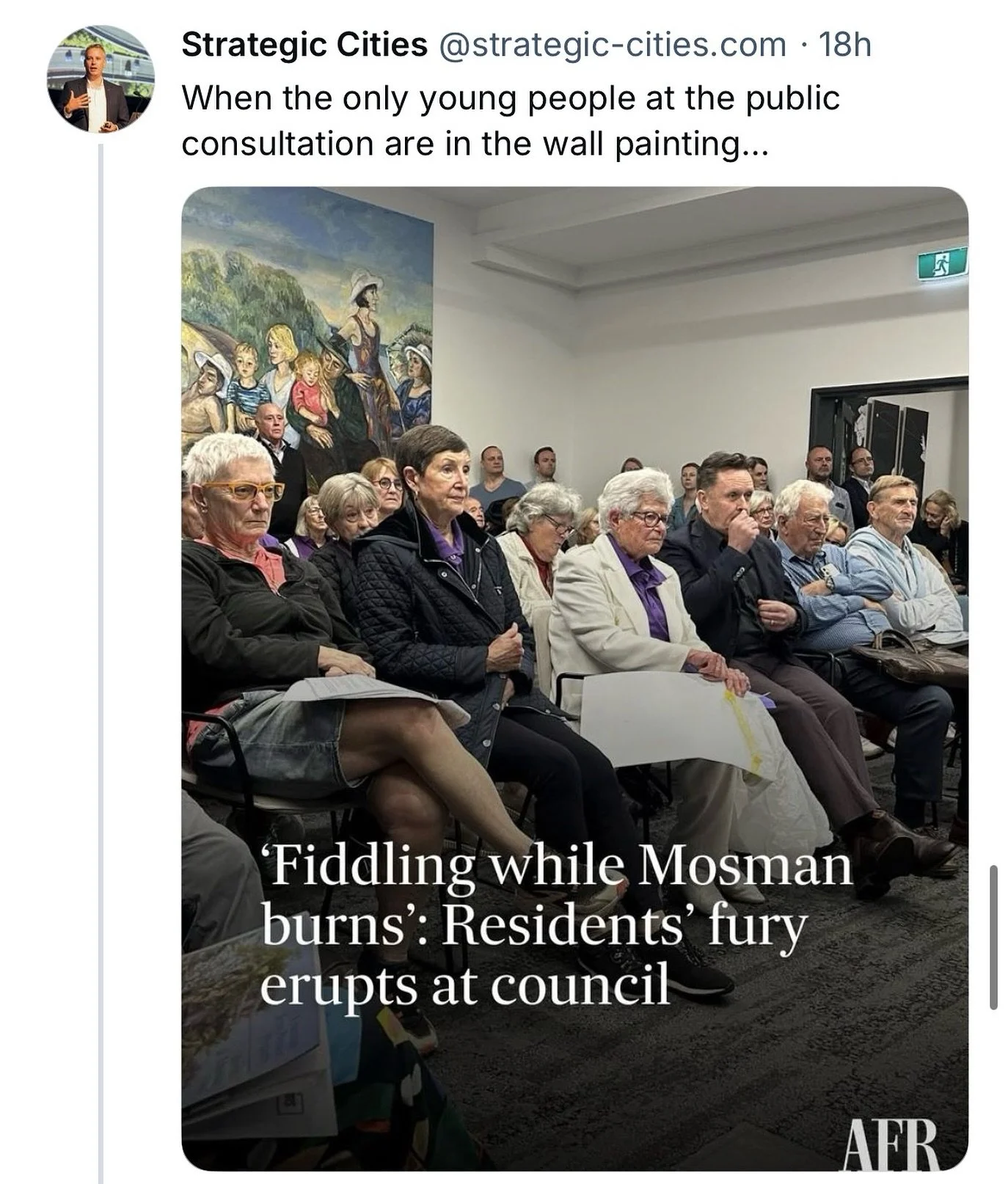 Judith Pearson (in the middle in a white coat) has said she’s prepared to spend $500K on a legal case against the state government’s Low and Mid-rise Housing Code.
This week she tried to get Mosman Council to join the case. To their cred
