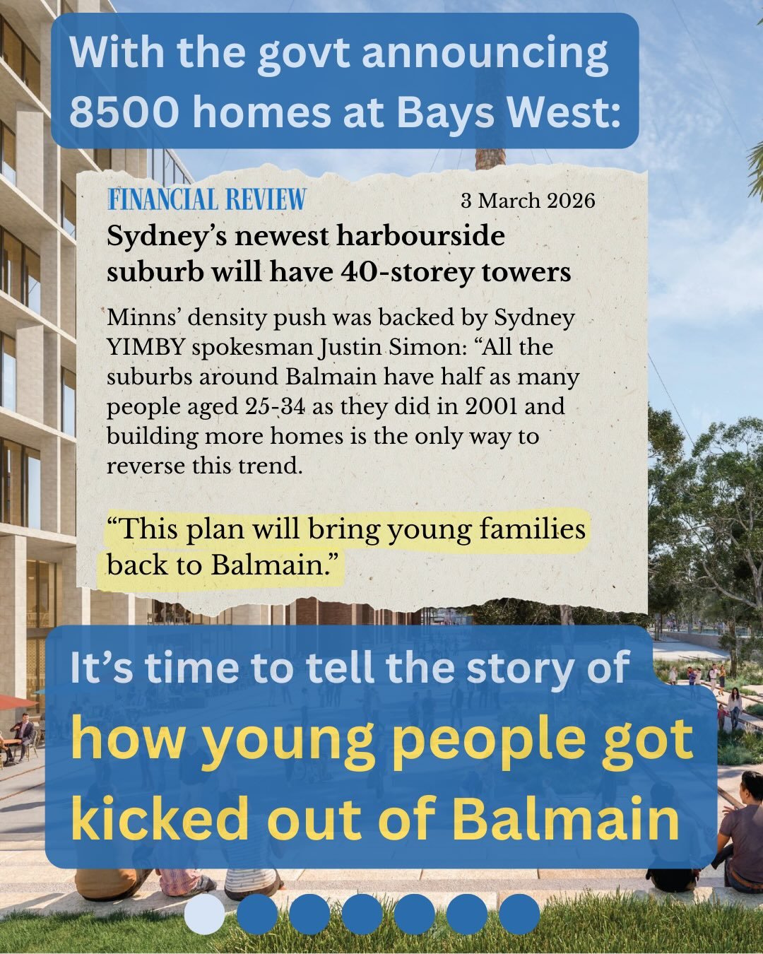 Balmain used to be *full* of young people, now it&rsquo;s not.

Turns out census statistics can tell you a lot about this: the % of people aged 25-34 has halved between the 2001 and 2021 censuses, while the number of group households (i.e., sharehous