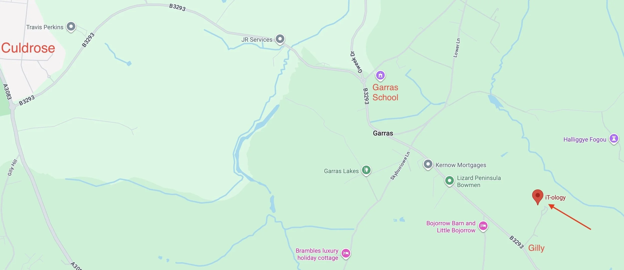 Google maps shot showing how to get to iT-ology