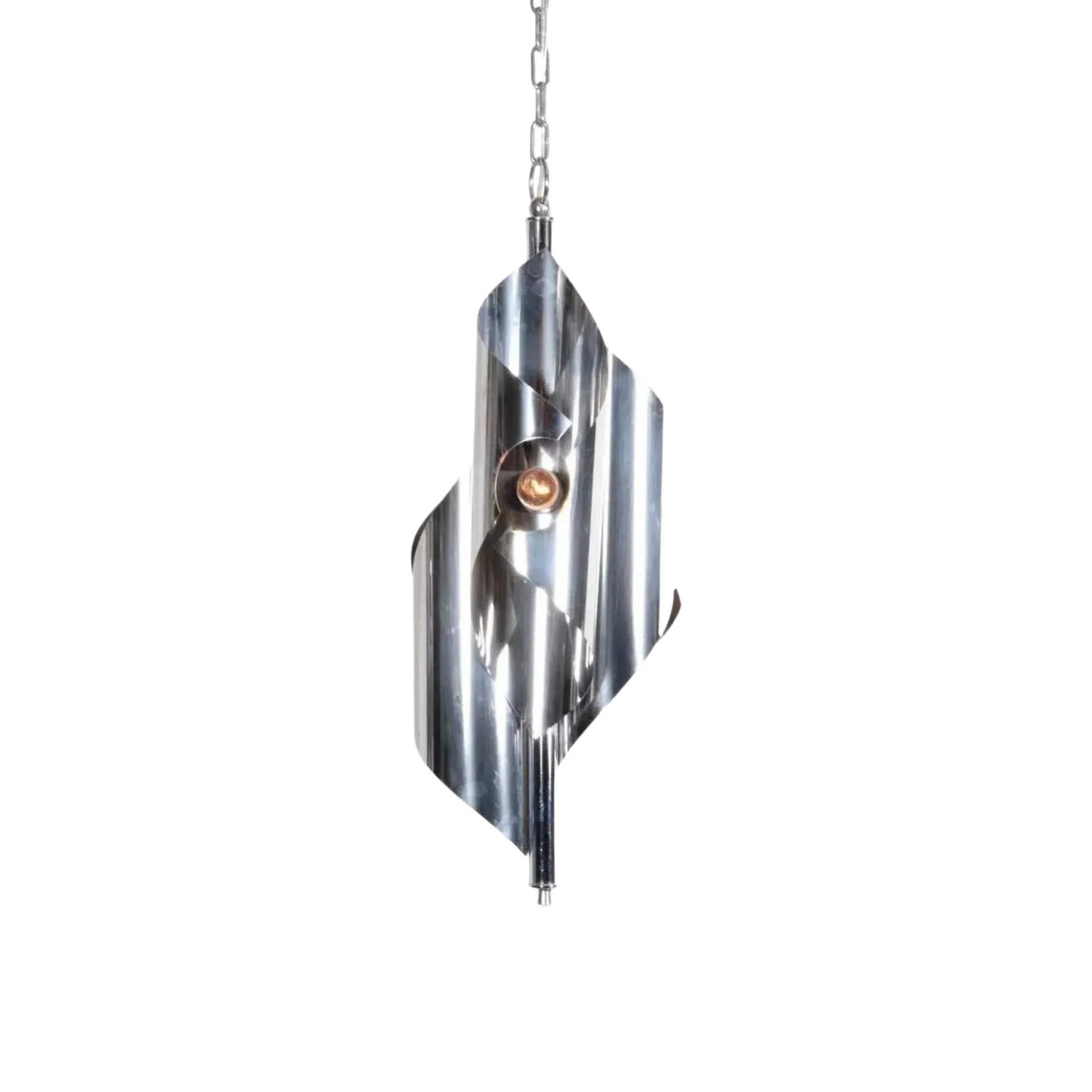 Chrome Plated Sculptural Pendant Maison Charles 1970s
