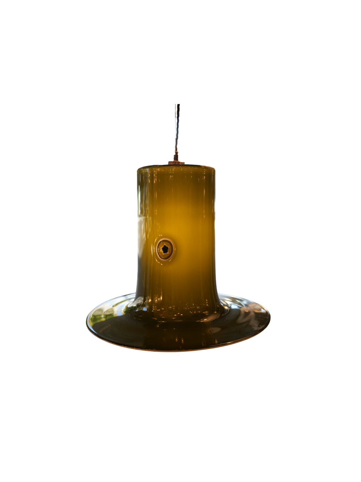 Green Cased Lattimo Opaline Glass Pendant P006