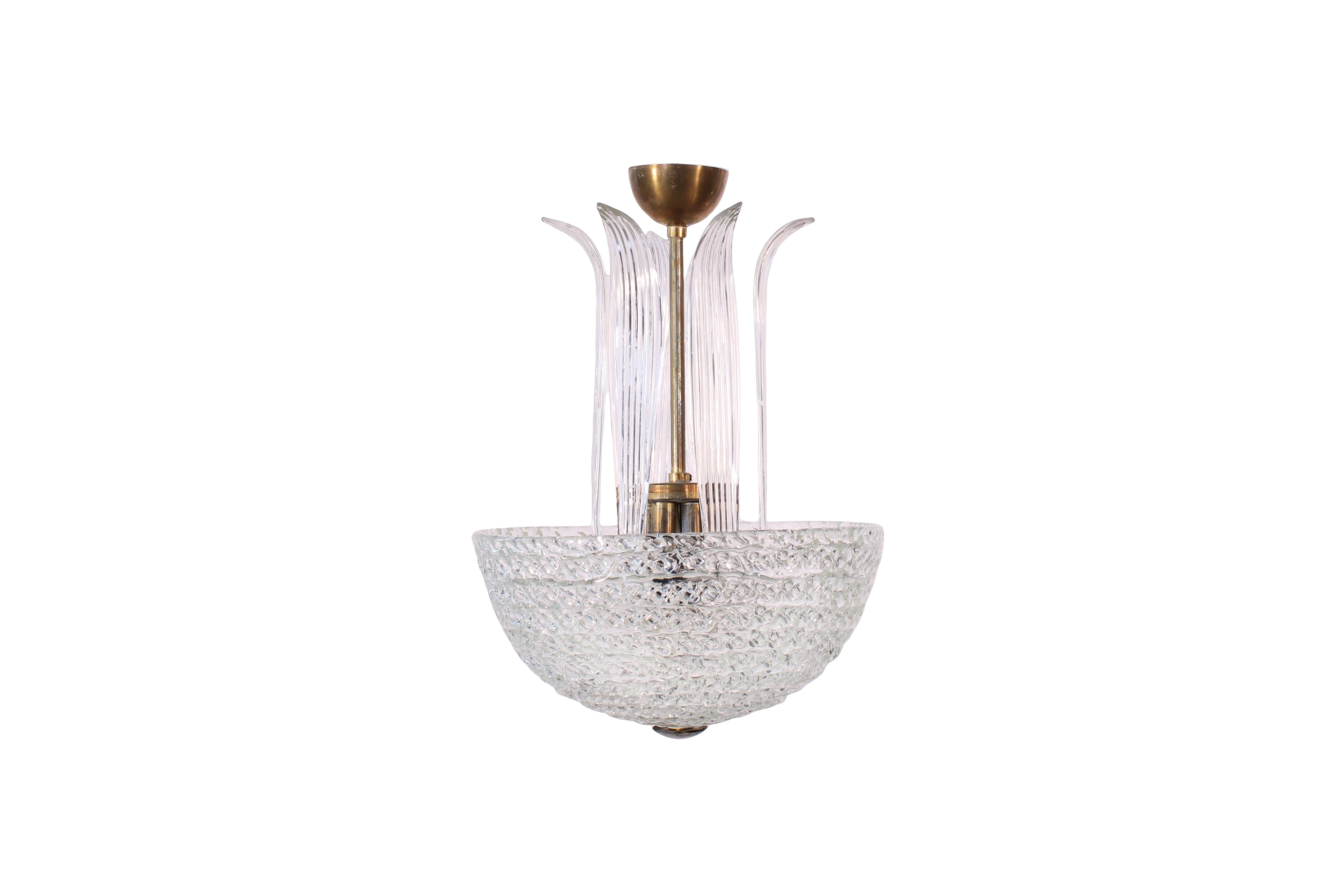 1990's Murano Chandelier with Vertical Leaves