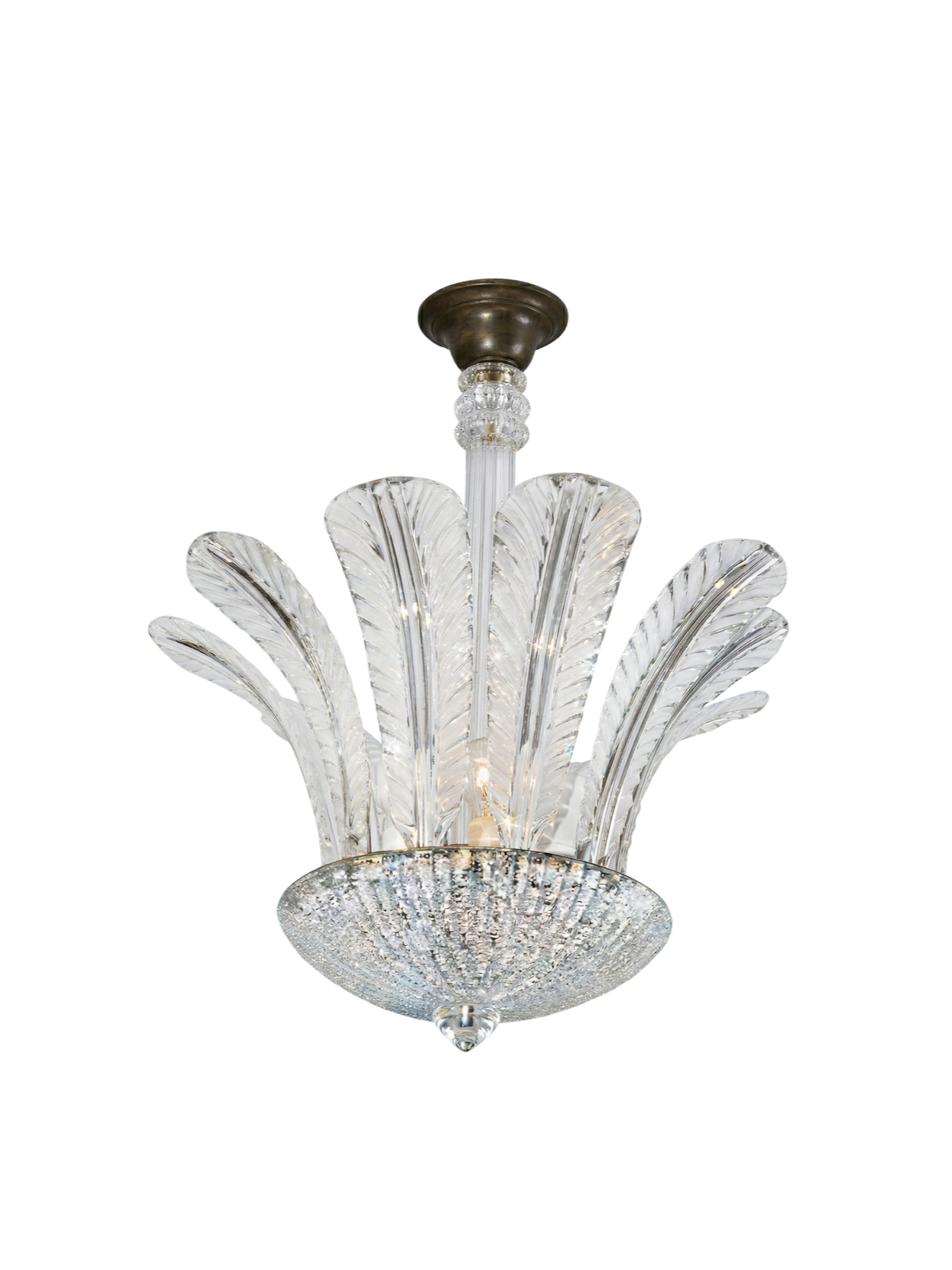 Art Deco Murano Chandelier with Feather Arms