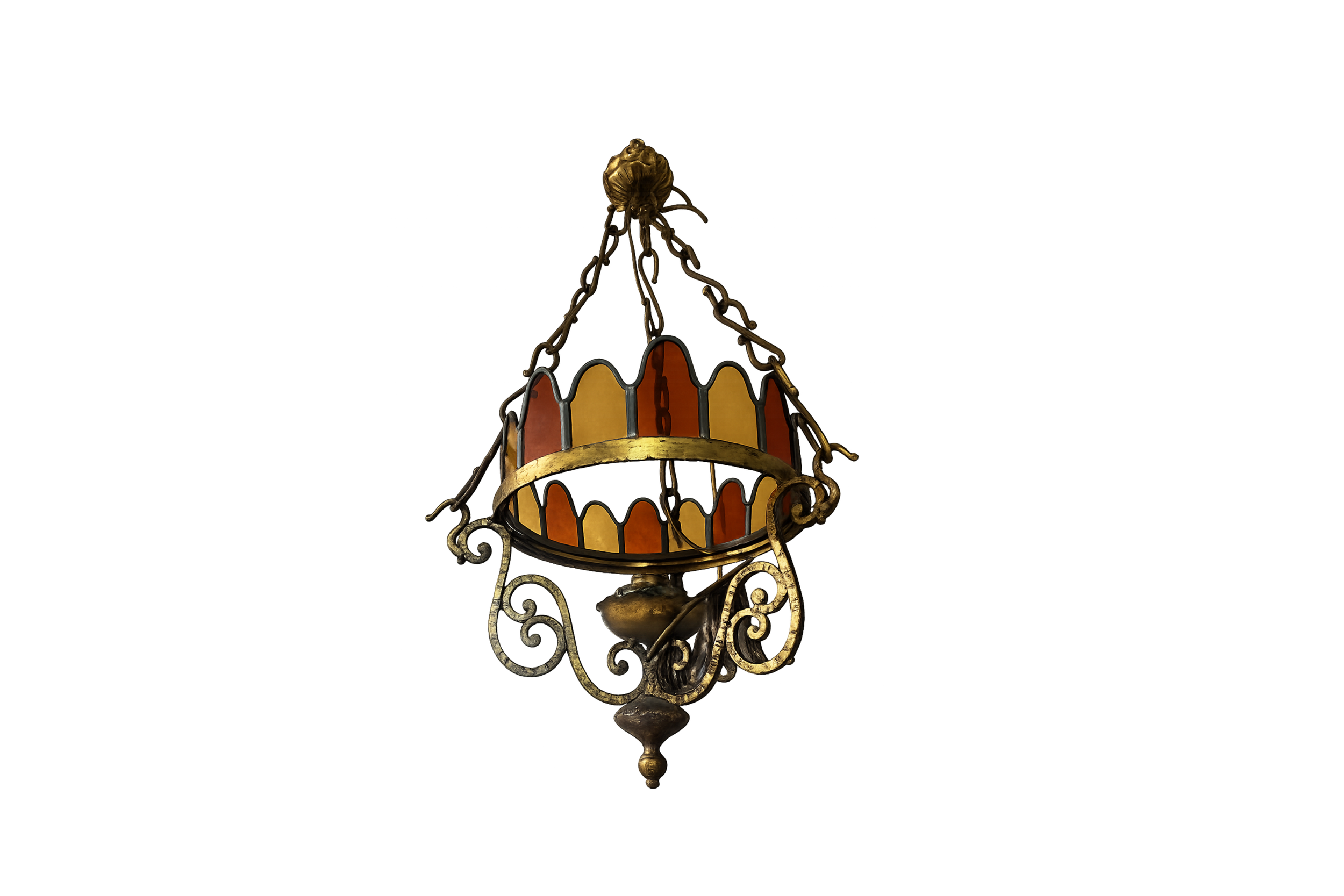 Art Nouveau Jugendstil Brass Chandelier