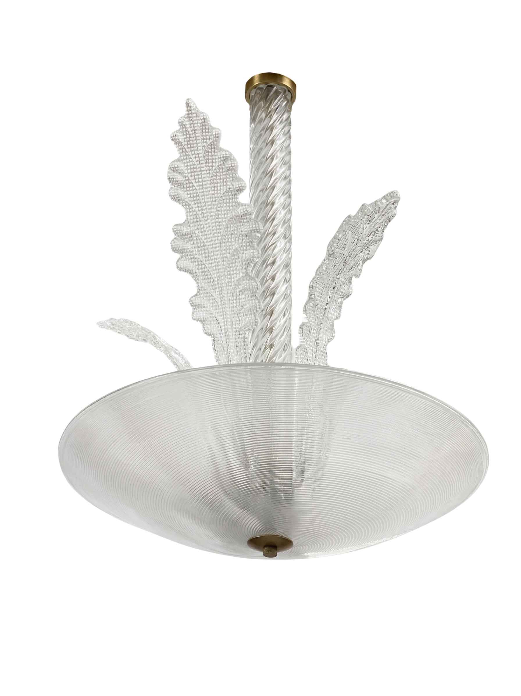 Large Murano Glass Leaf Chandelier by B & T 1950's.png