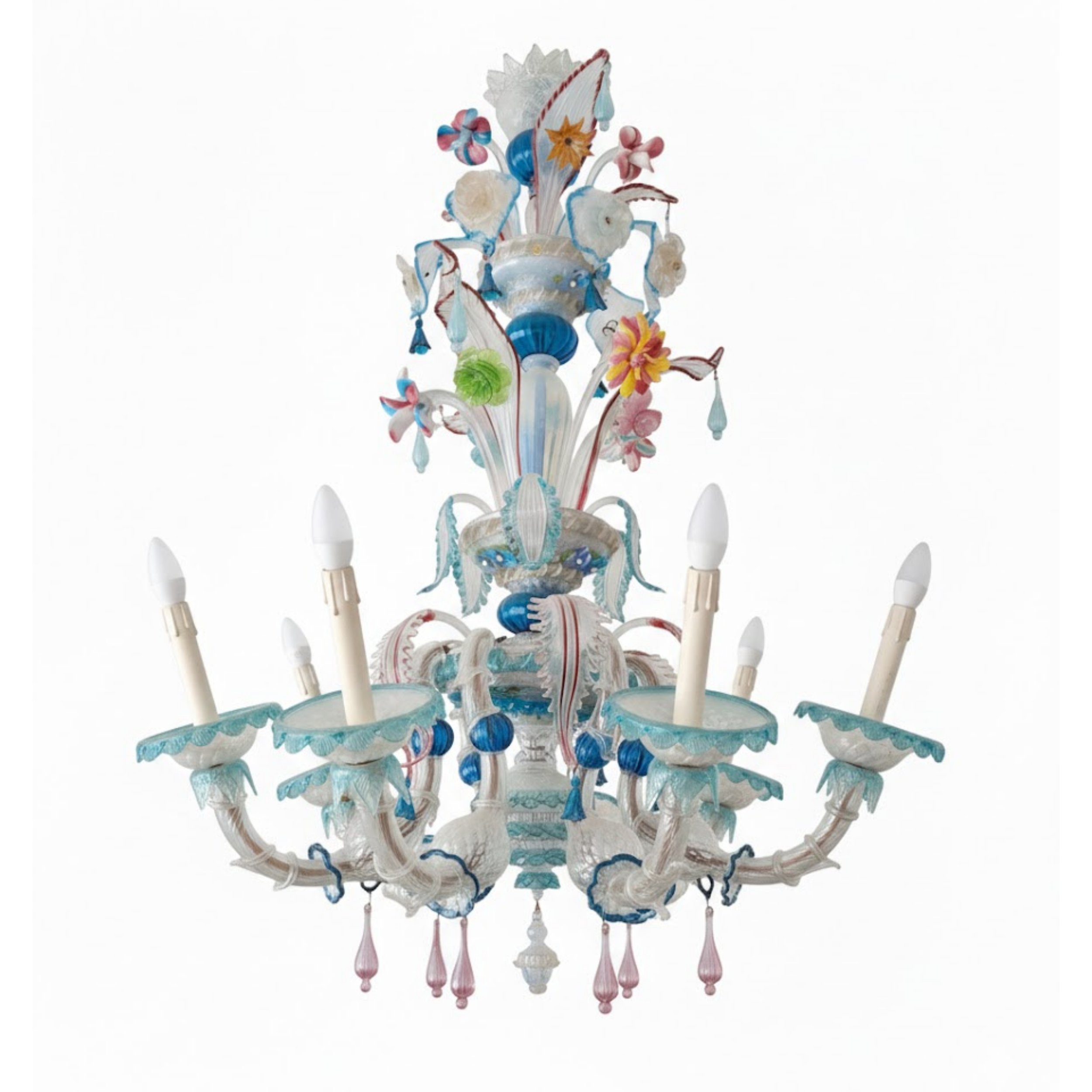 Multicoloured Murano Glass Rezzonico Style Chandelier