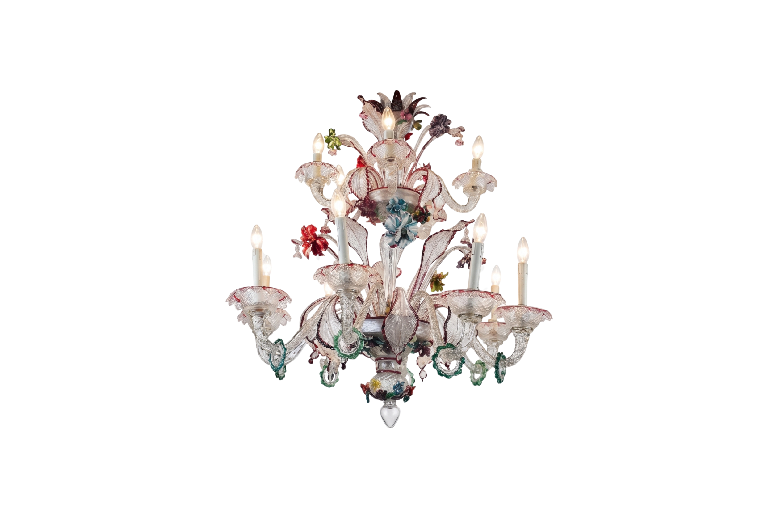 2-Tiered Rezzonico Murano Glass Chandelier