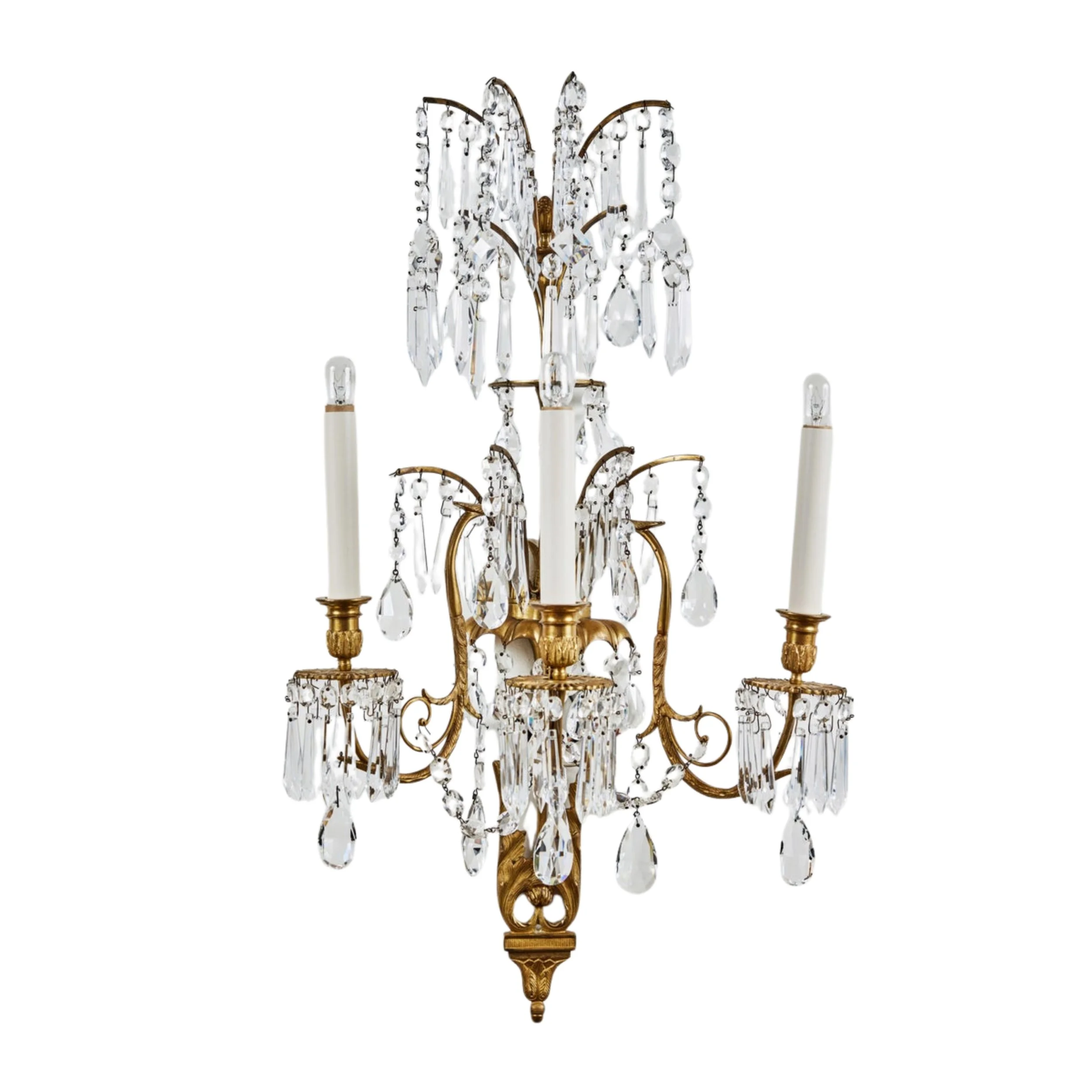 Russian Gilt and Bronze Crystal Wall Sconce