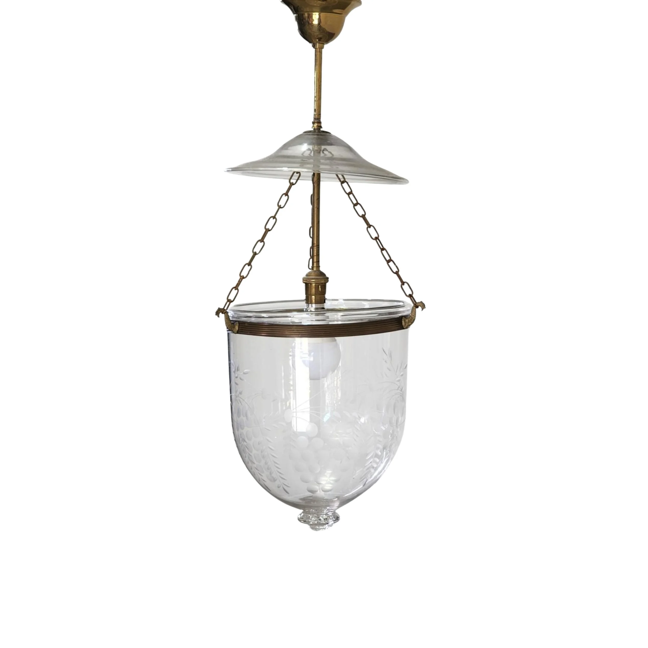 Glass Hundi Light Engraved With Grapes