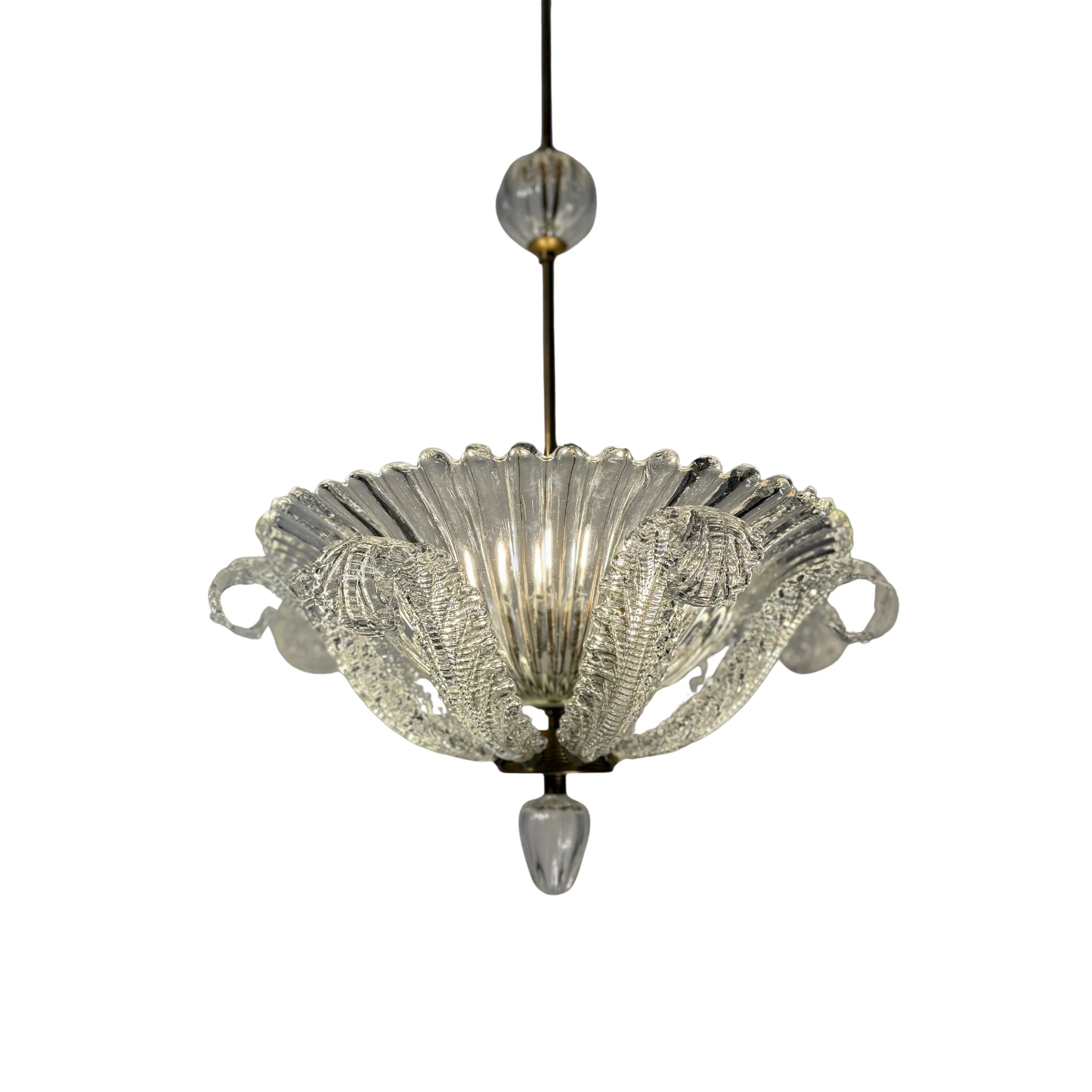 Medusa Italian Art Deco Murano Glass Chandelier 1940s