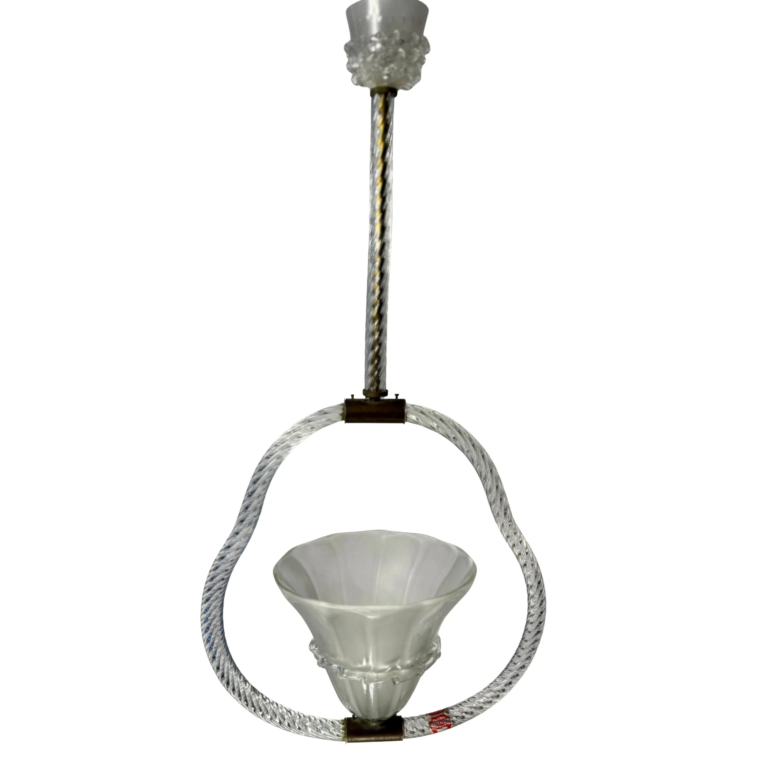 Frosted Stampted Barovier Fratelli Bullicante Glass Halo Pendant