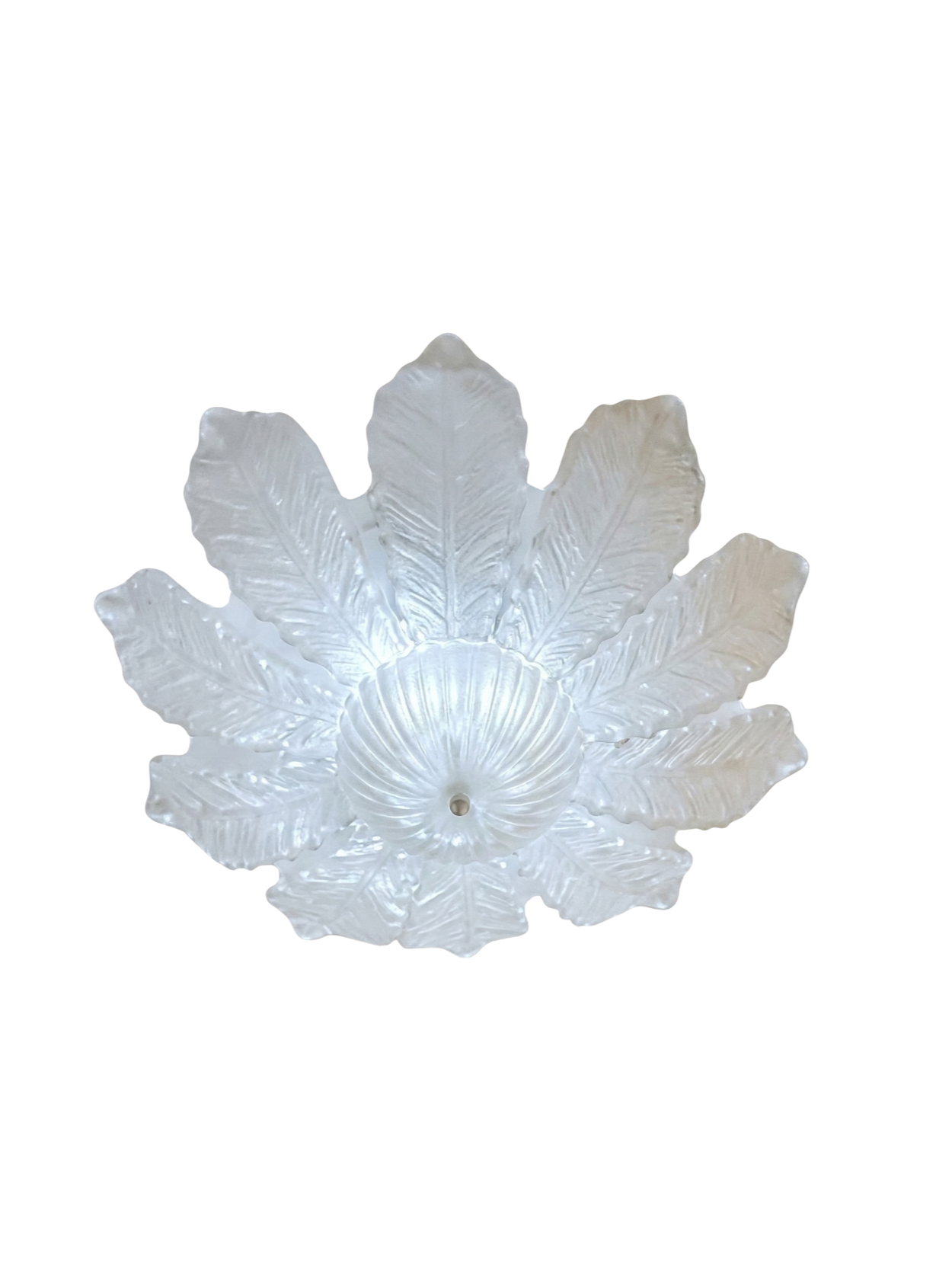 White Murano Leaf Flush Ceiling Light