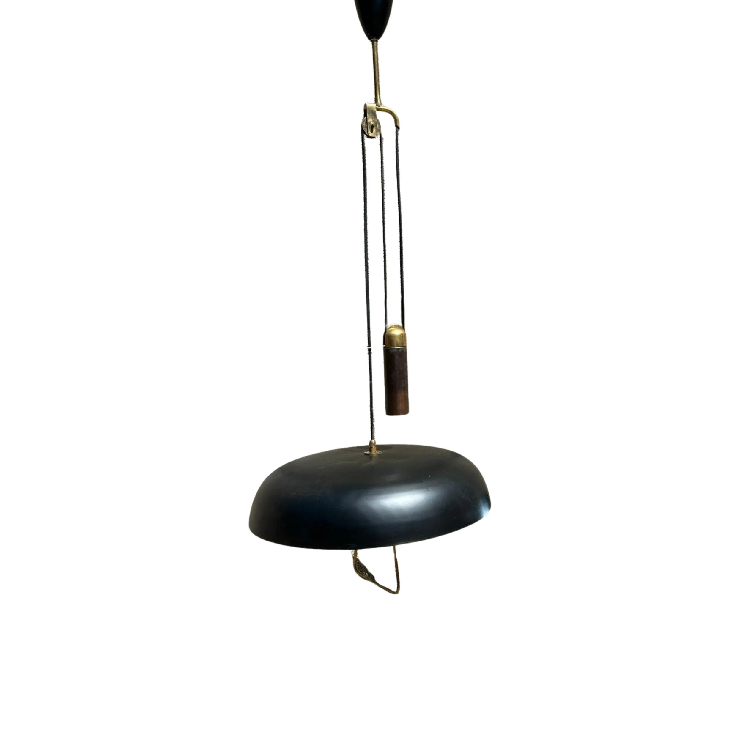 Stilux Milano Black Adjustable Pendant Light 1950s