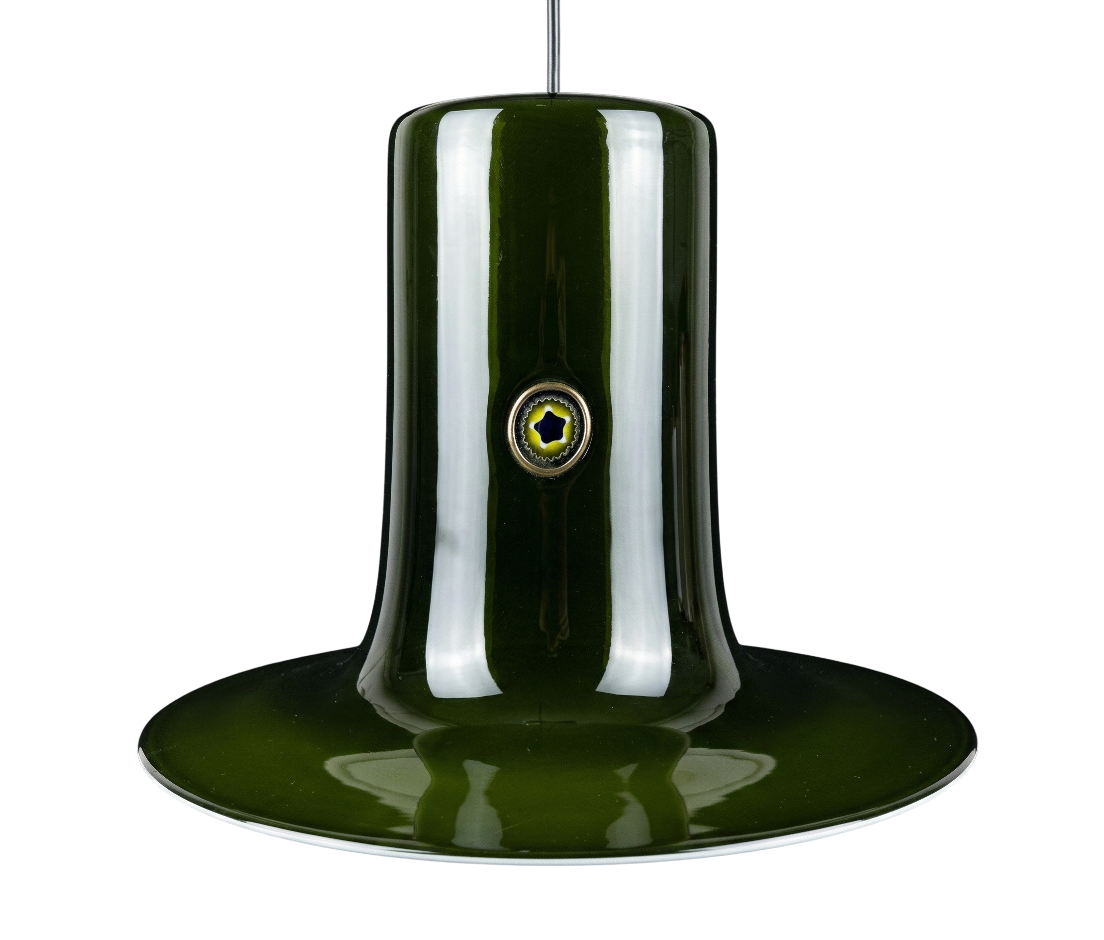 Green Cased Lattimo Opaline Glass Pendant