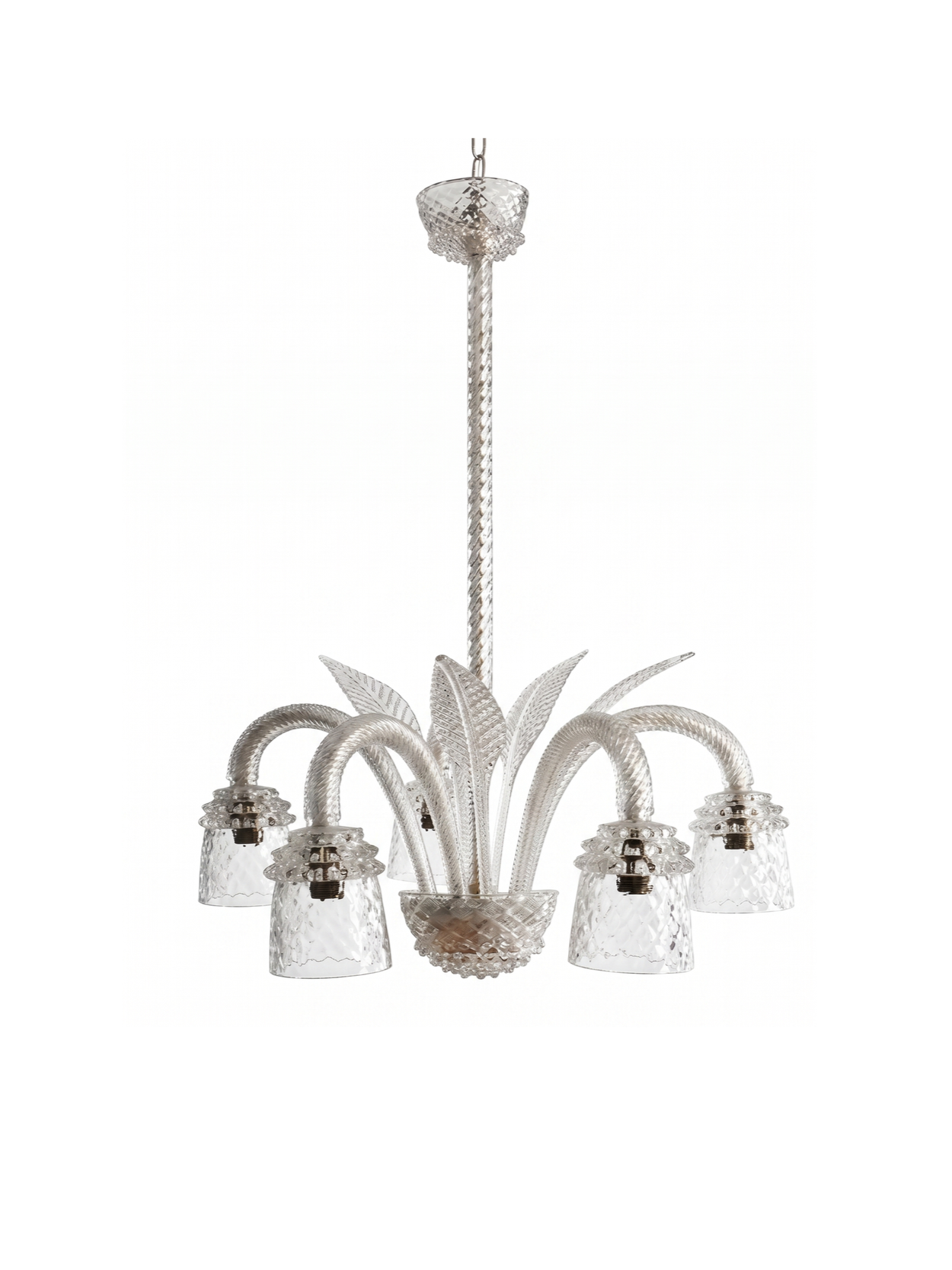 Five Arm Barovier & Toso Leaf Chandelier