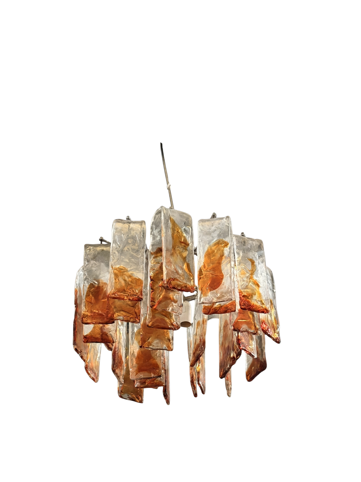 Mid Century Italian Terrazzo Amber Murano Pendant