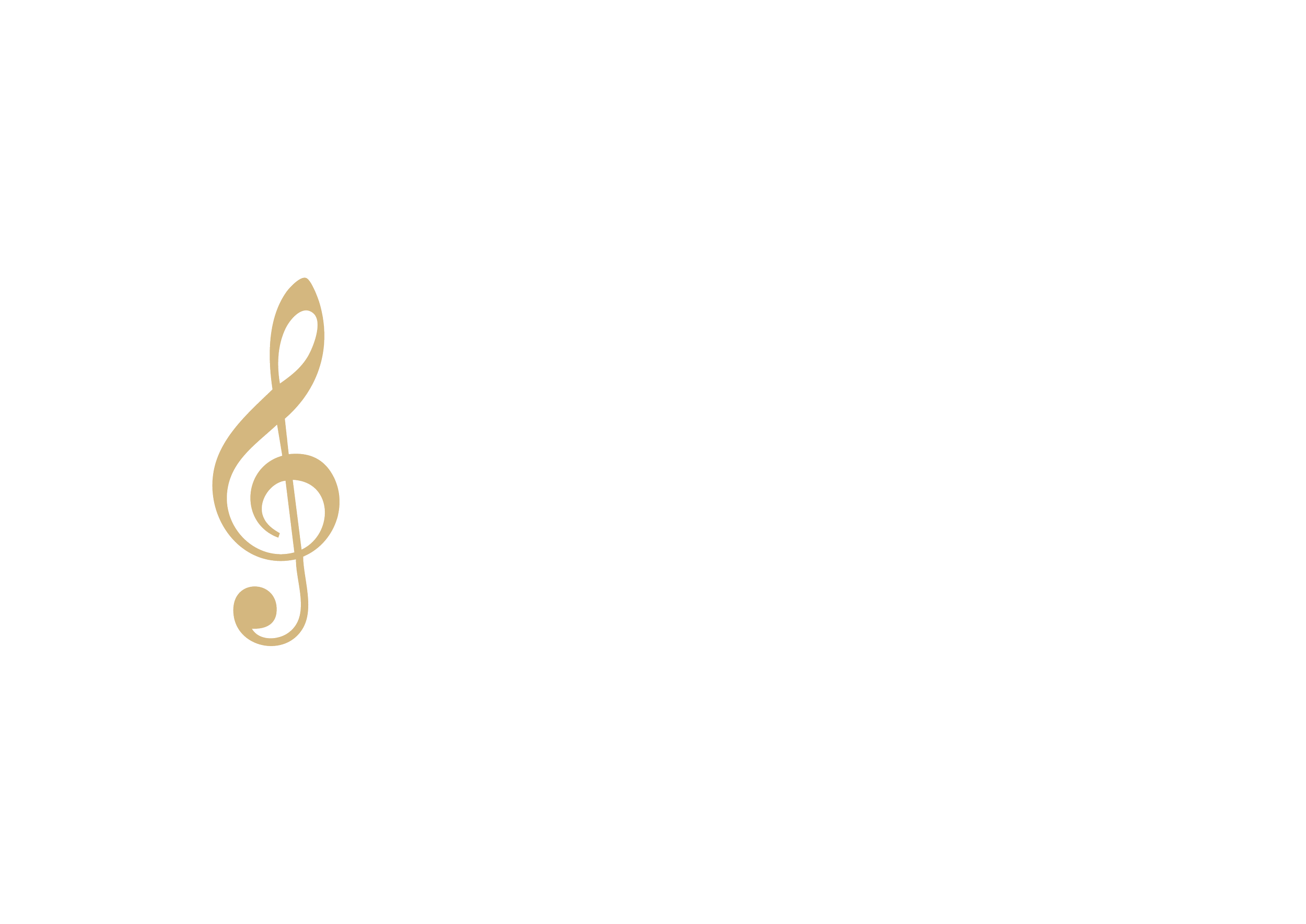Candleabra Concerts logo featuring a gold treble clef and white text on a black background.